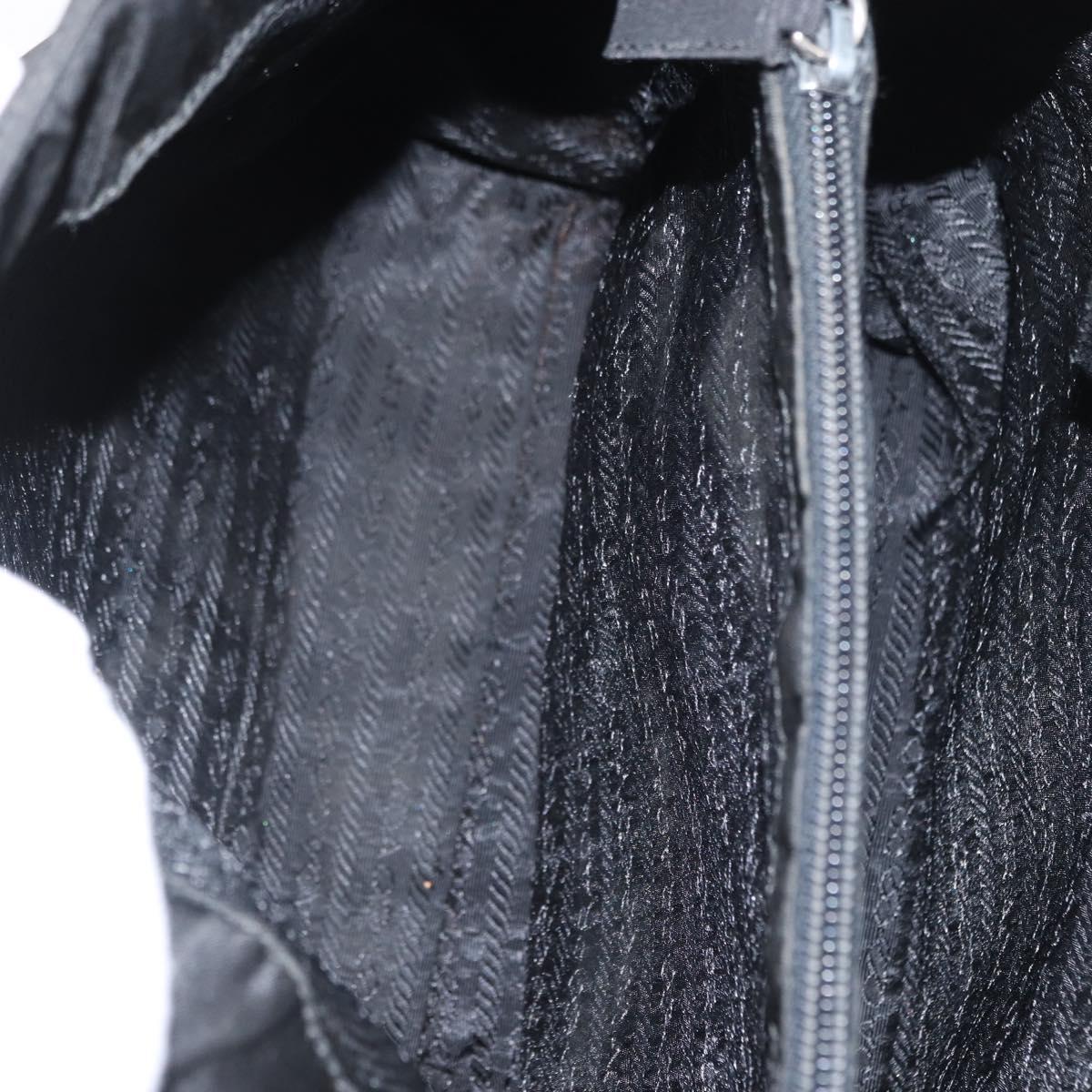 PRADA Hand Bag Nylon Black Silver Auth SW1923