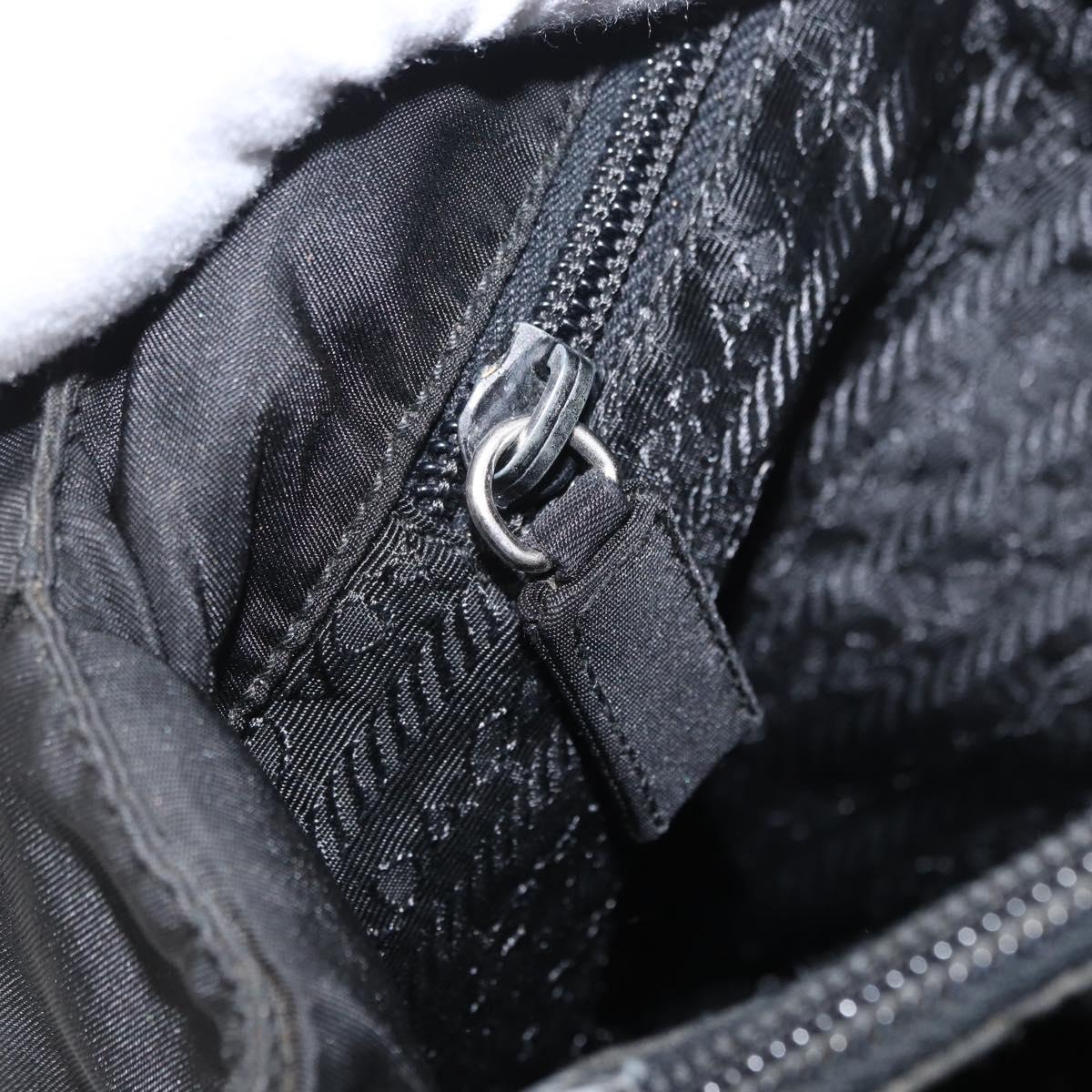 PRADA Hand Bag Nylon Black Silver Auth SW1923