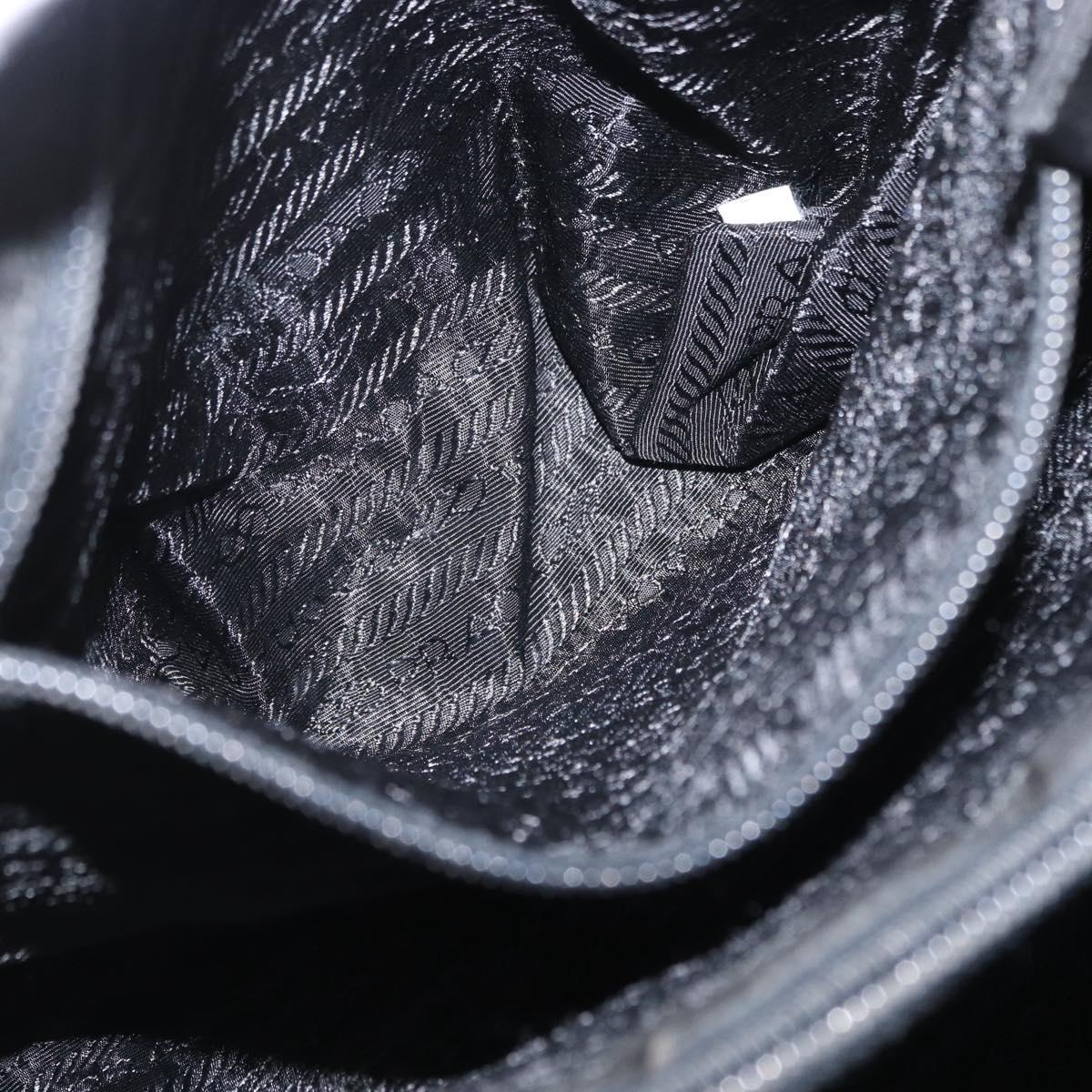 PRADA Hand Bag Nylon Black Silver Auth SW1923
