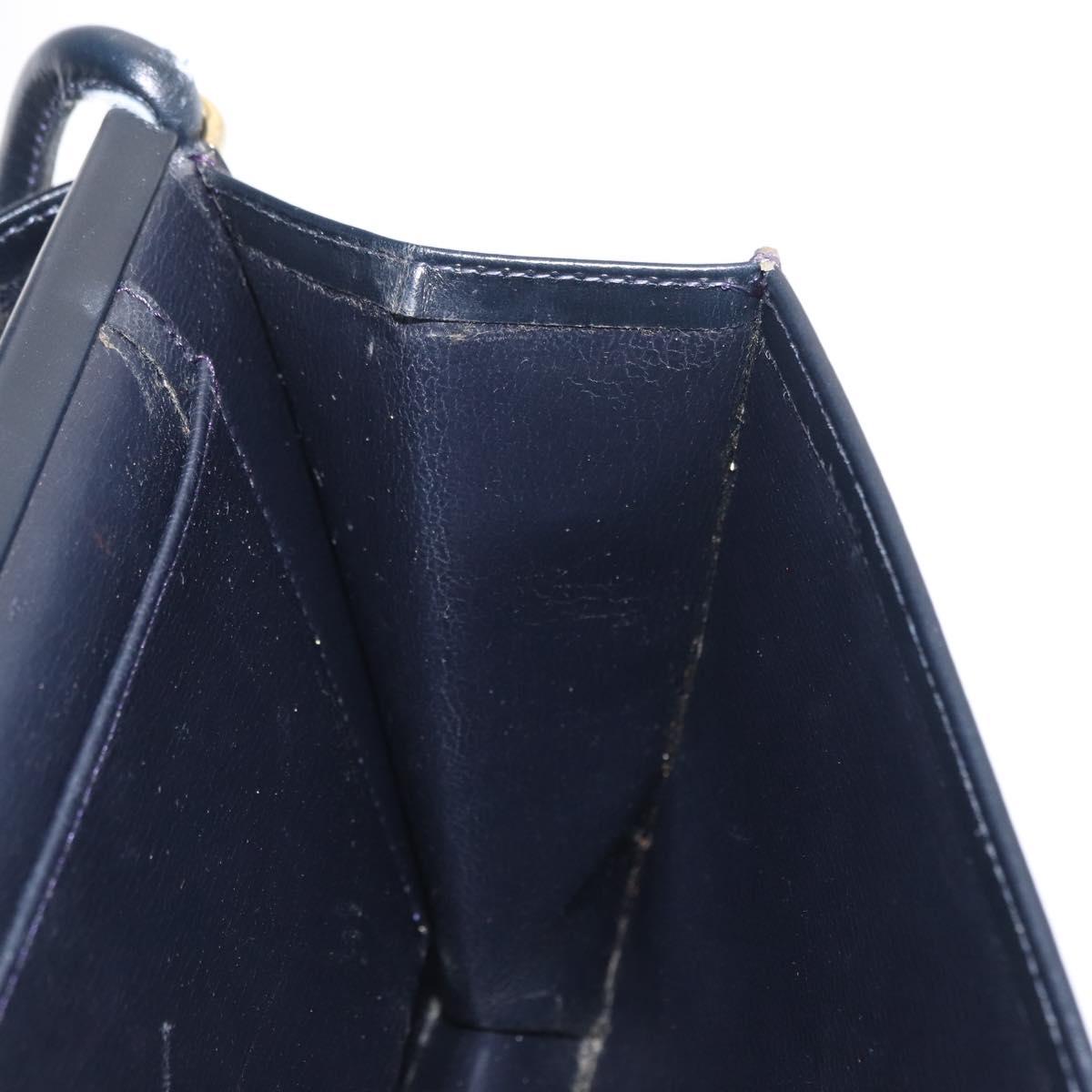 Christian Dior Shoulder Bag Leather 2way Navy Gold Auth SW1926