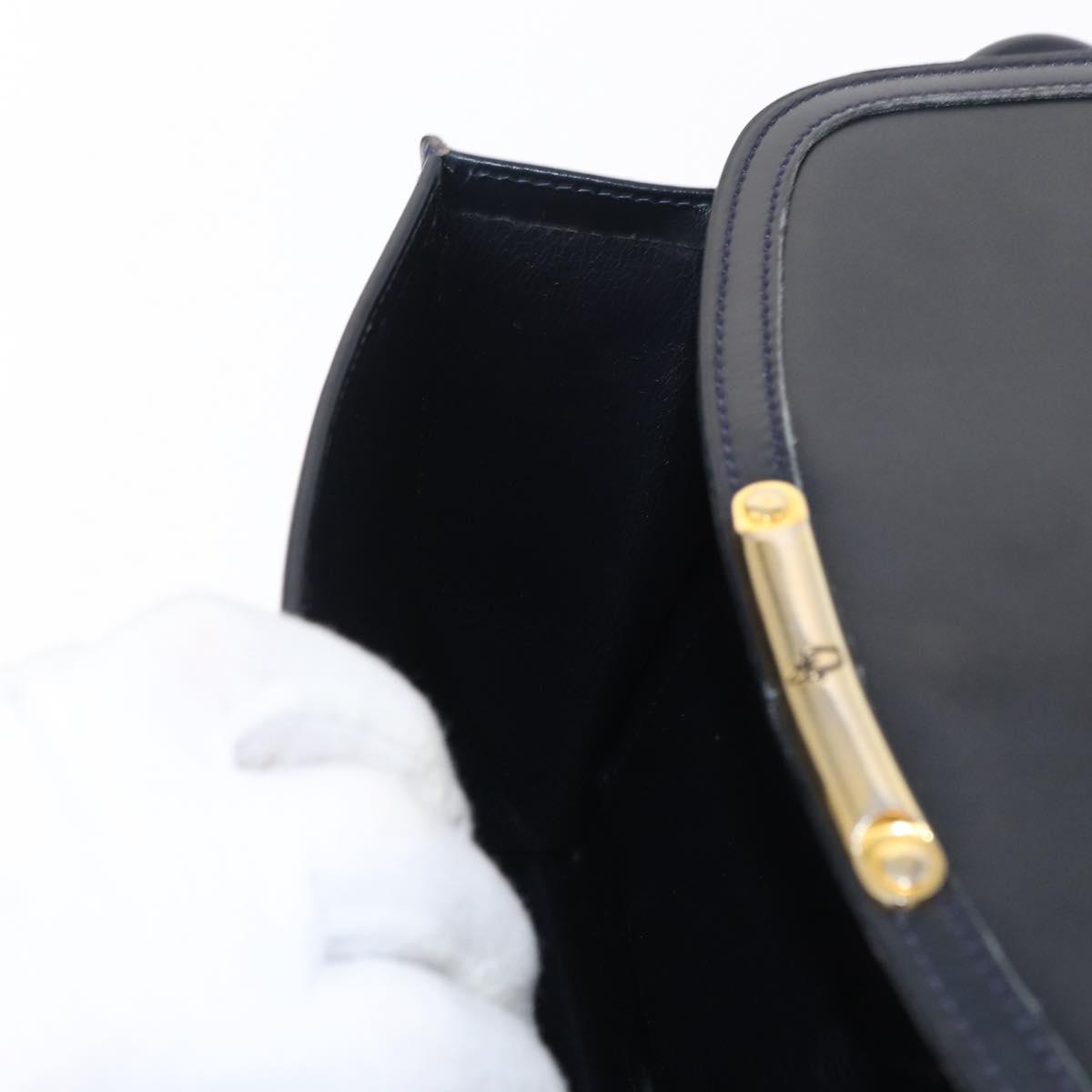 Christian Dior Shoulder Bag Leather 2way Navy Gold Auth SW1926