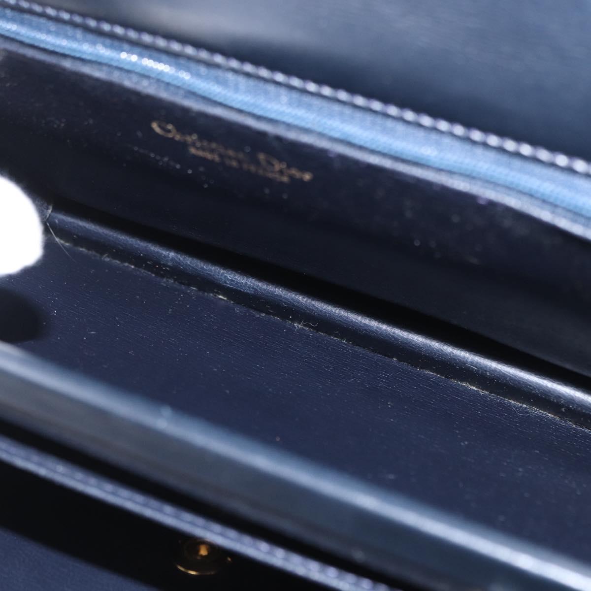 Christian Dior Shoulder Bag Leather 2way Navy Gold Auth SW1926