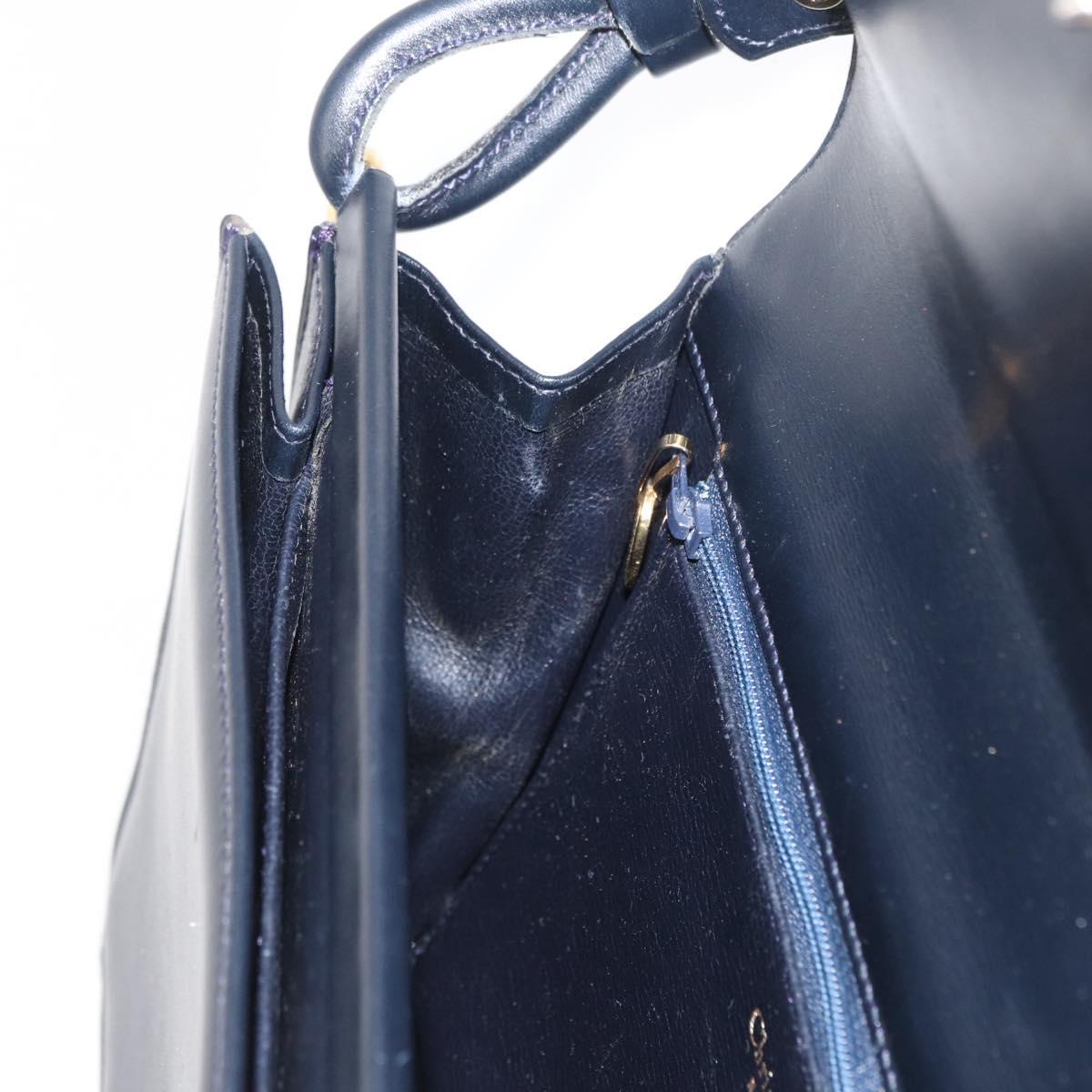 Christian Dior Shoulder Bag Leather 2way Navy Gold Auth SW1926