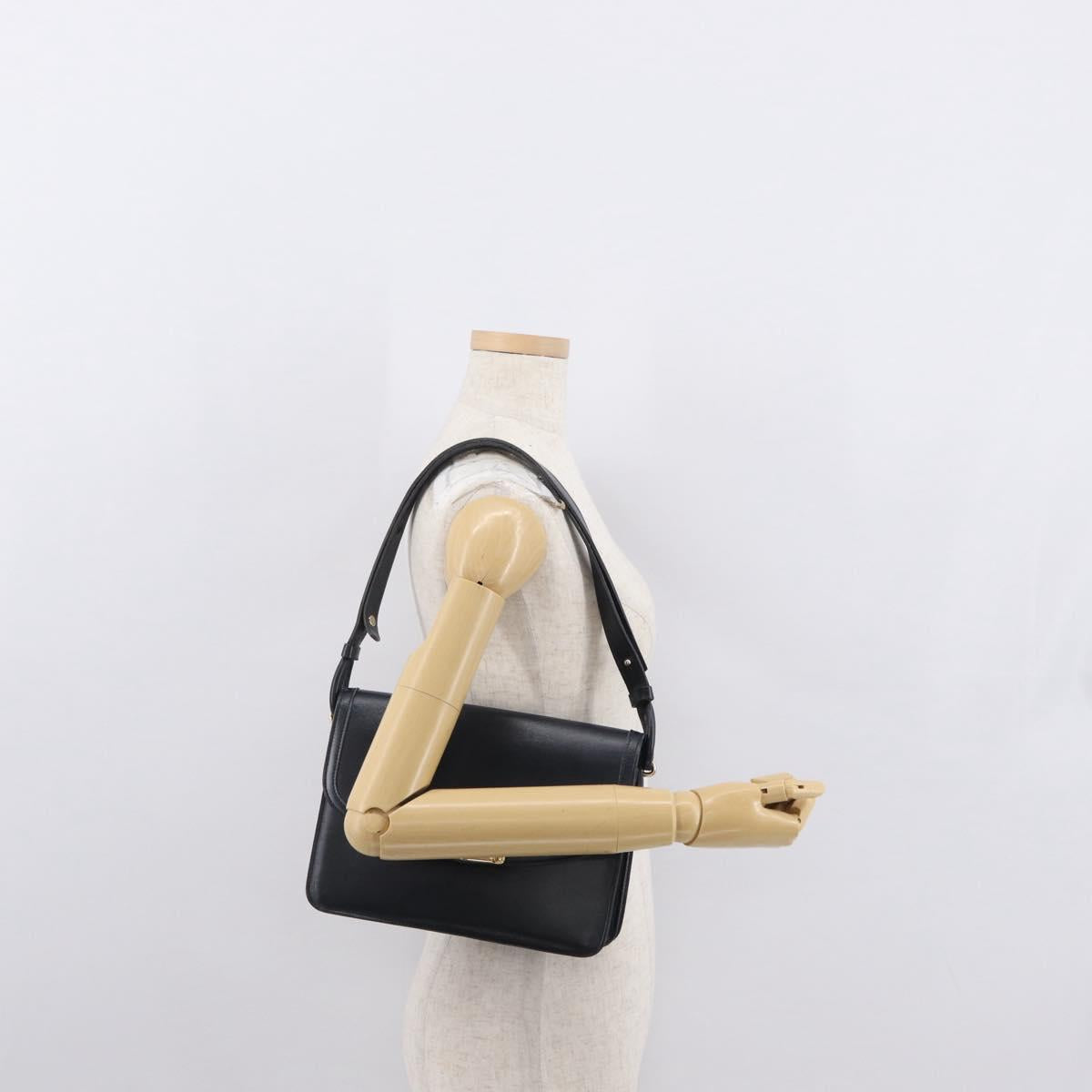 Christian Dior Shoulder Bag Leather 2way Navy Gold Auth SW1926