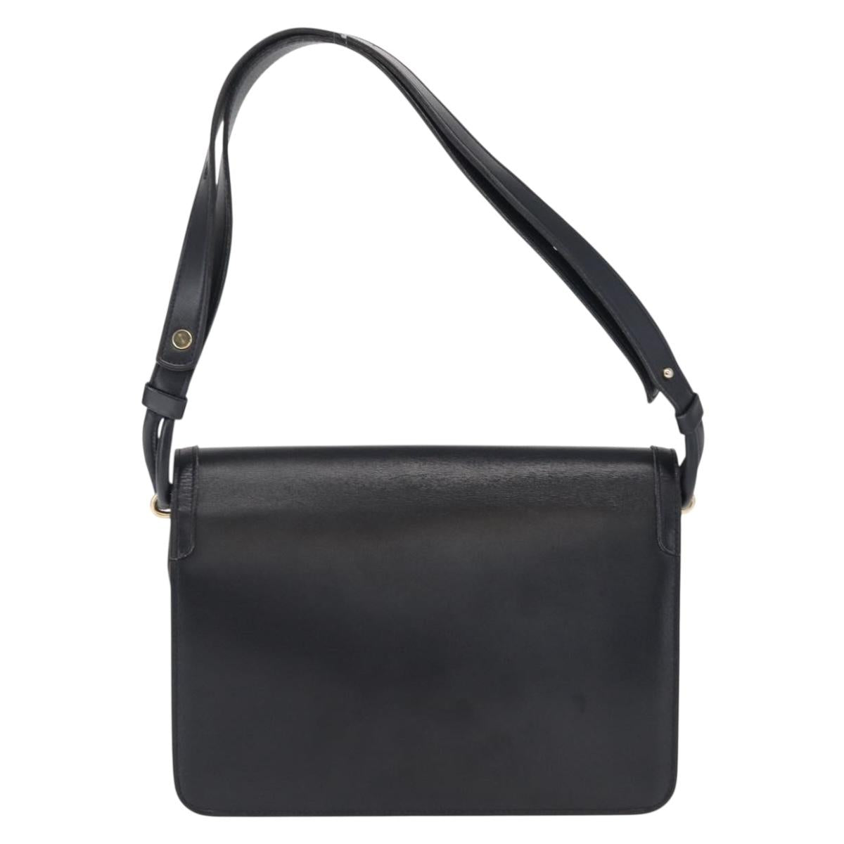 Christian Dior Shoulder Bag Leather 2way Navy Gold Auth SW1926