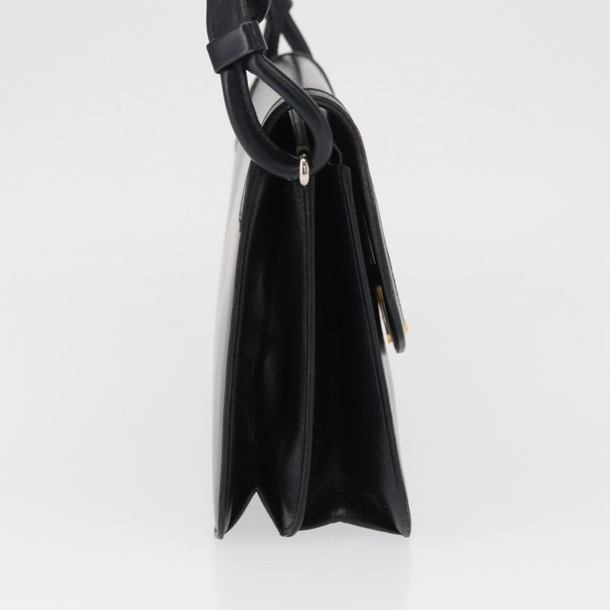 Christian Dior Shoulder Bag Leather 2way Navy Gold Auth SW1926