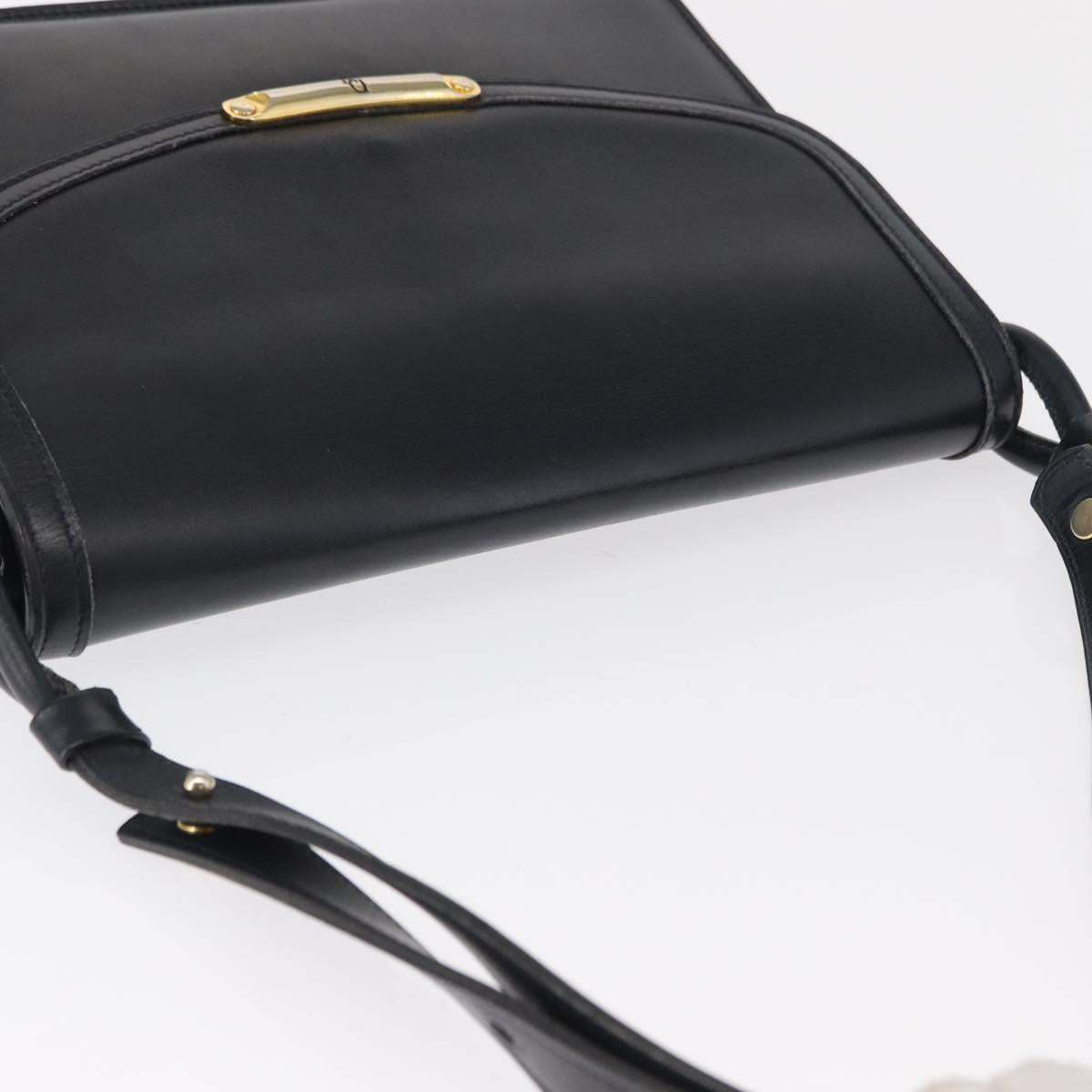 Christian Dior Shoulder Bag Leather 2way Navy Gold Auth SW1926