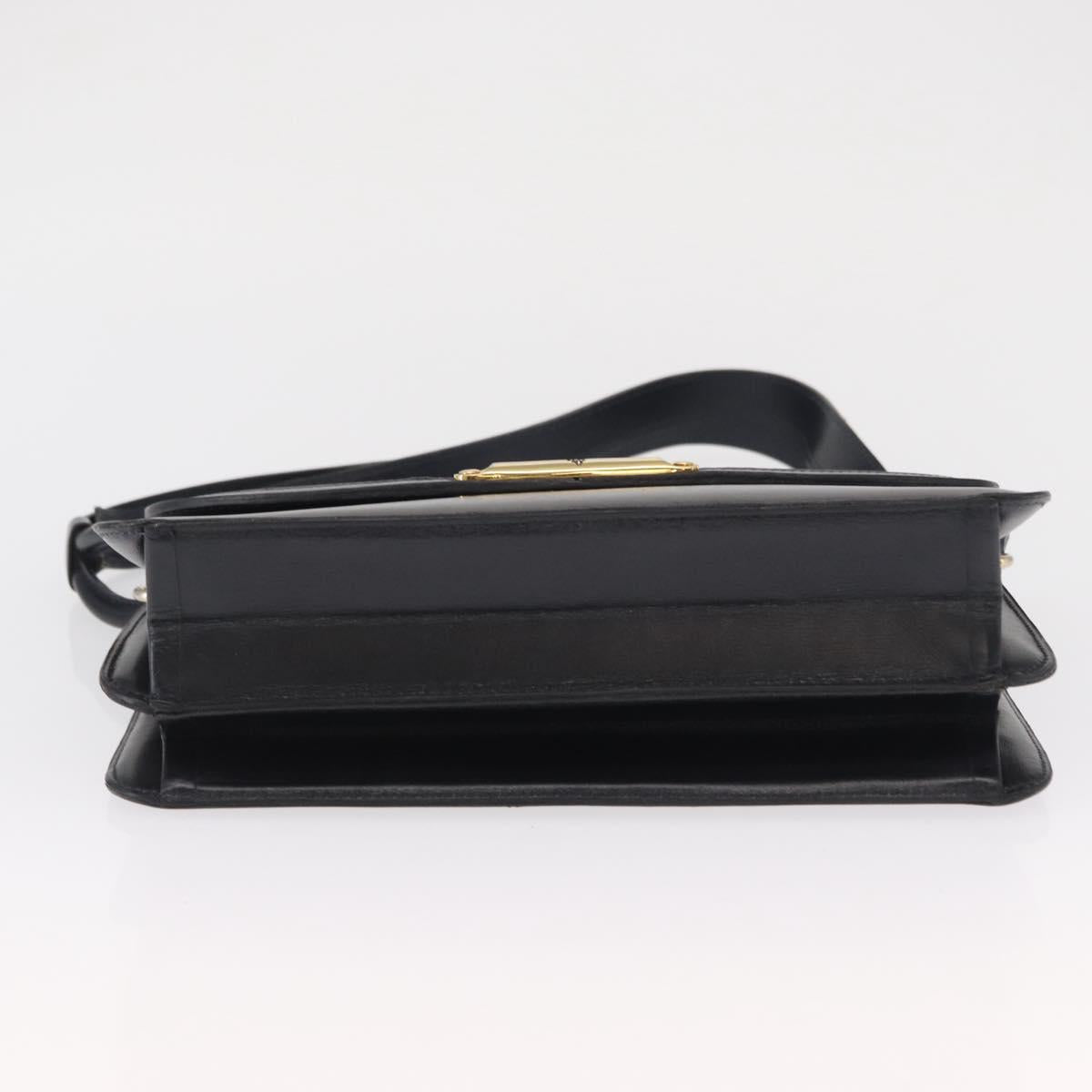 Christian Dior Shoulder Bag Leather 2way Navy Gold Auth SW1926