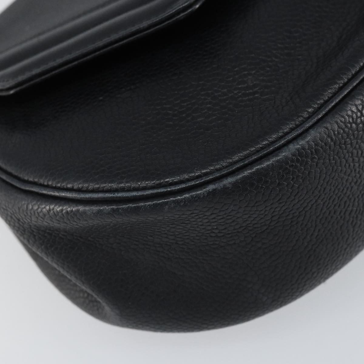 Christian Dior Shoulder Bag Leather Black Gold Auth SW1929