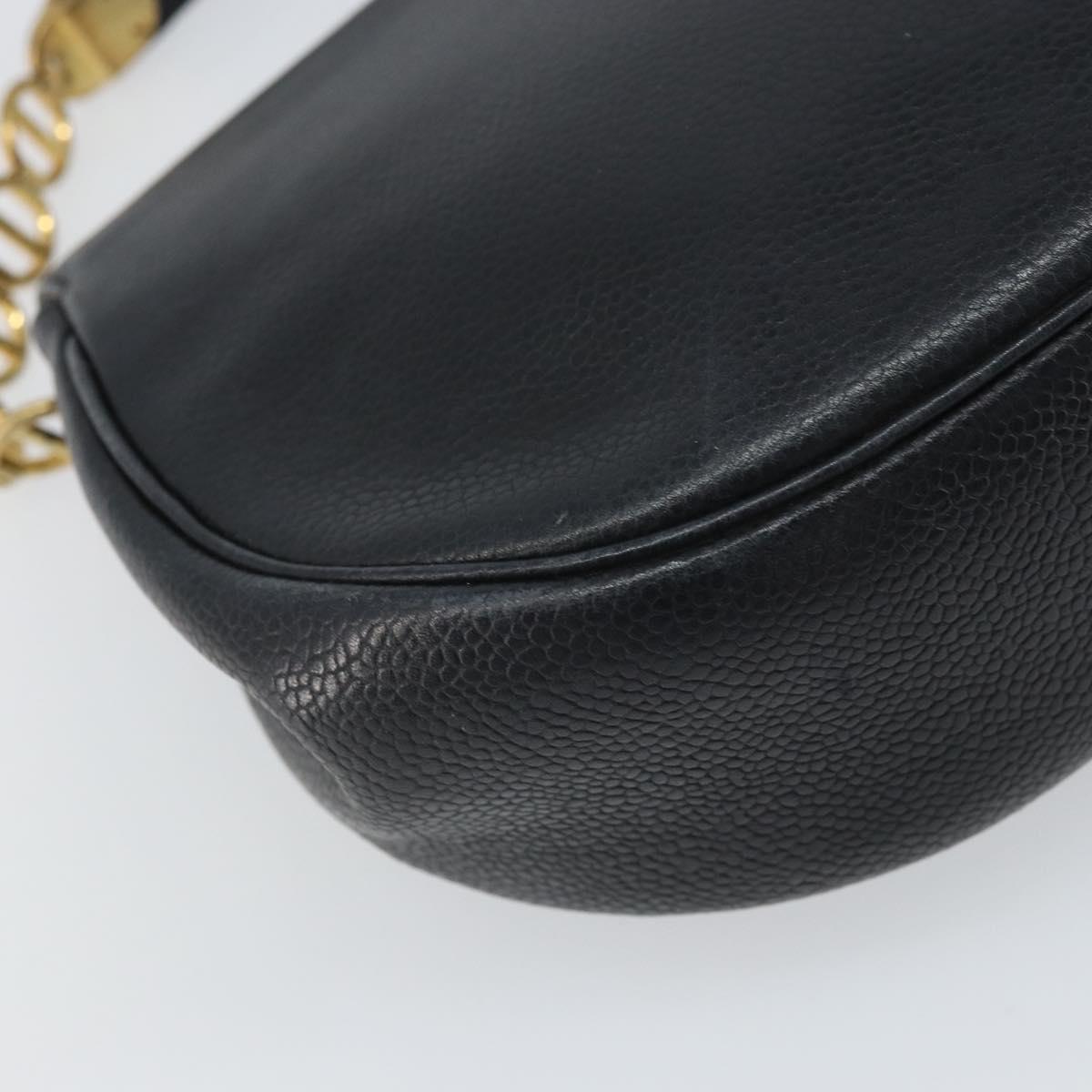 Christian Dior Shoulder Bag Leather Black Gold Auth SW1929