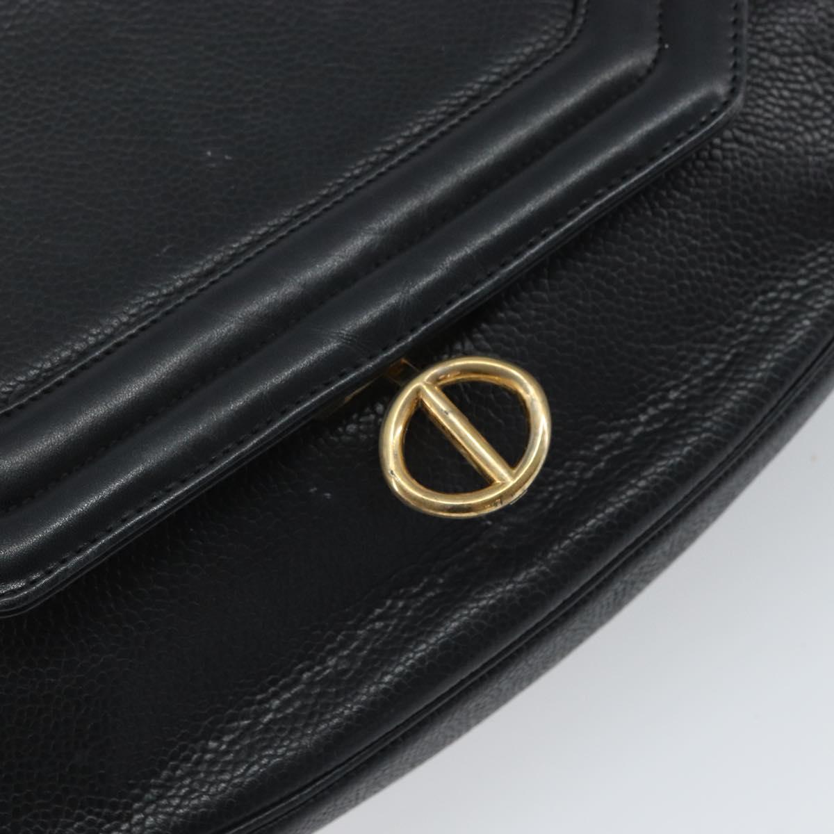 Christian Dior Shoulder Bag Leather Black Gold Auth SW1929