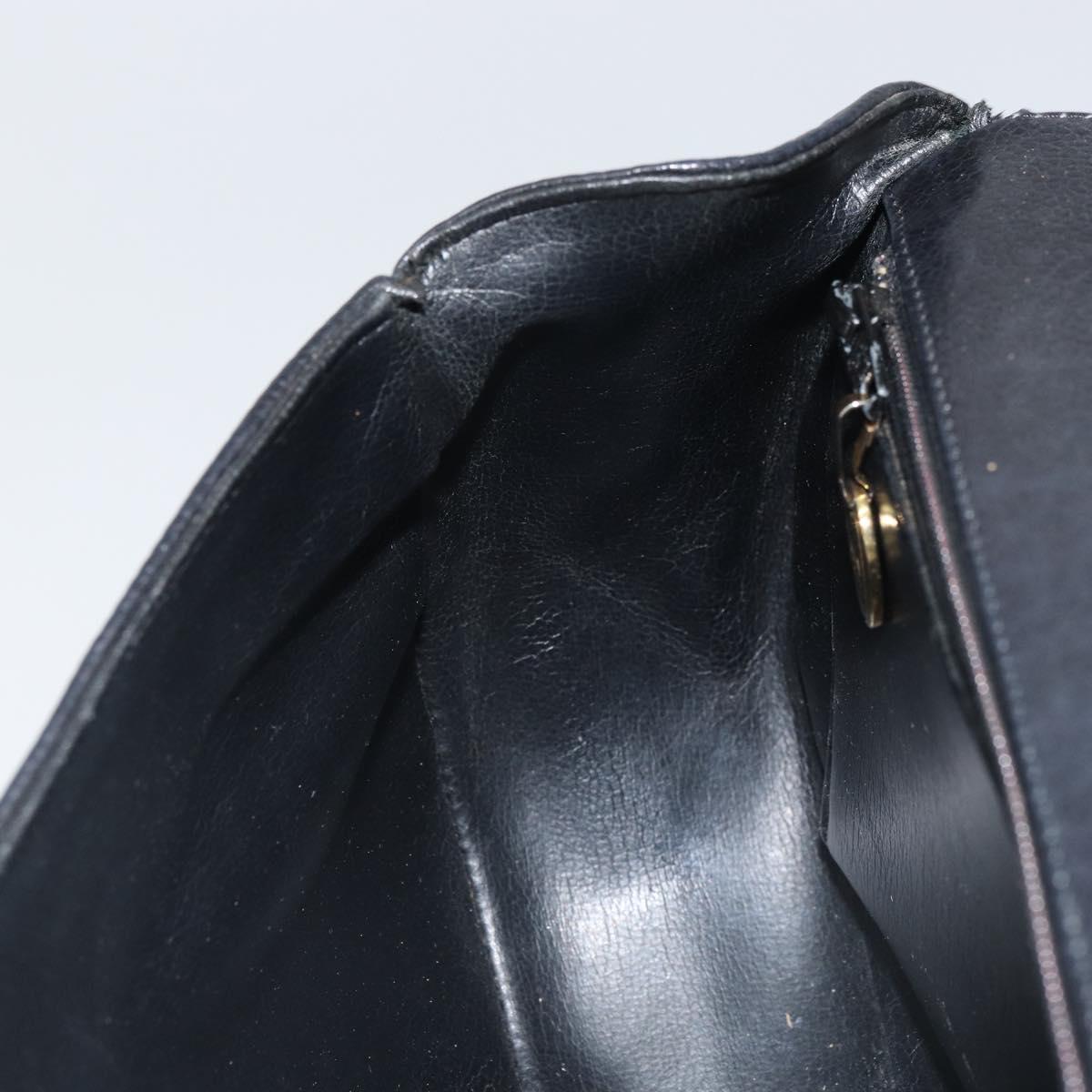 Christian Dior Shoulder Bag Leather Black Gold Auth SW1929