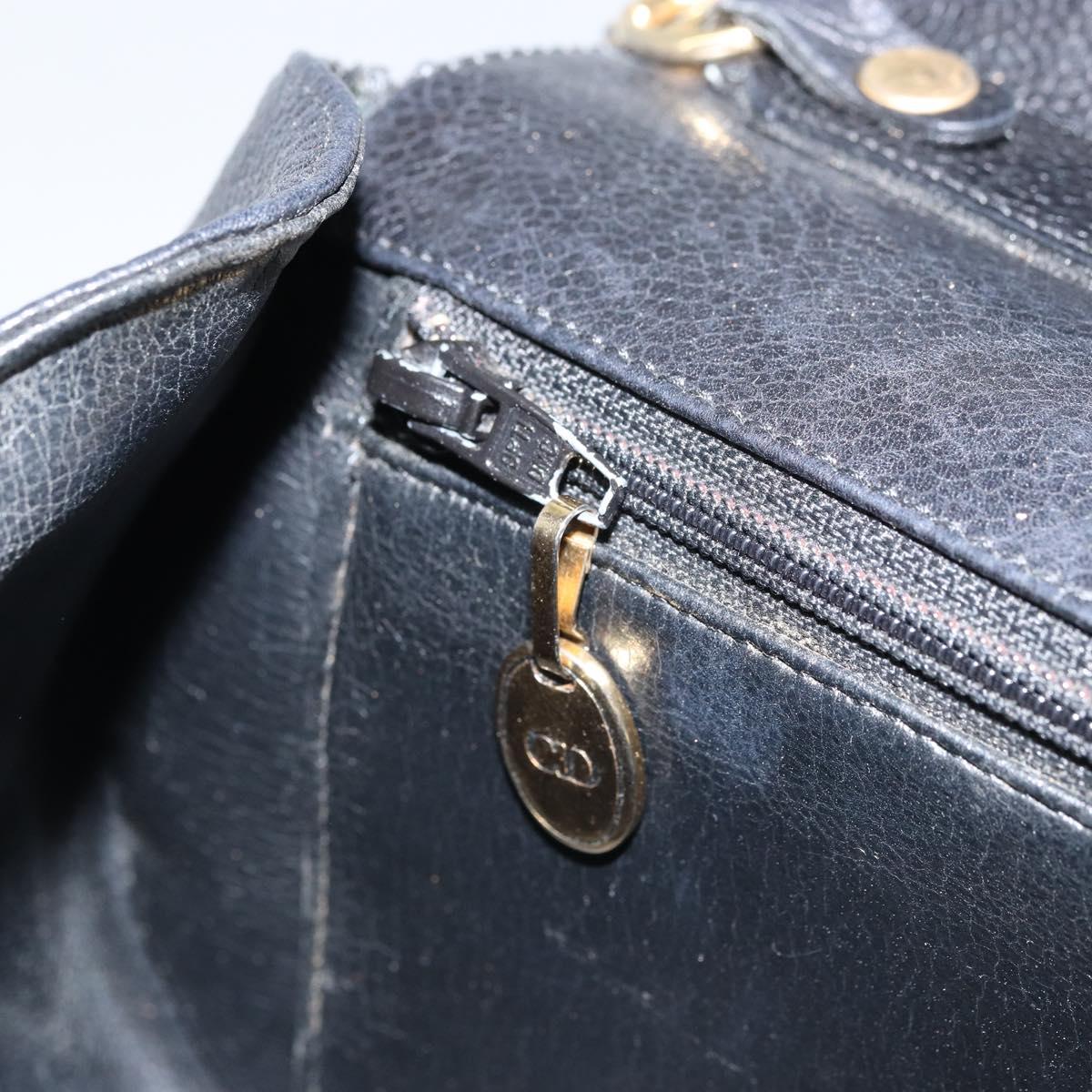 Christian Dior Shoulder Bag Leather Black Gold Auth SW1929