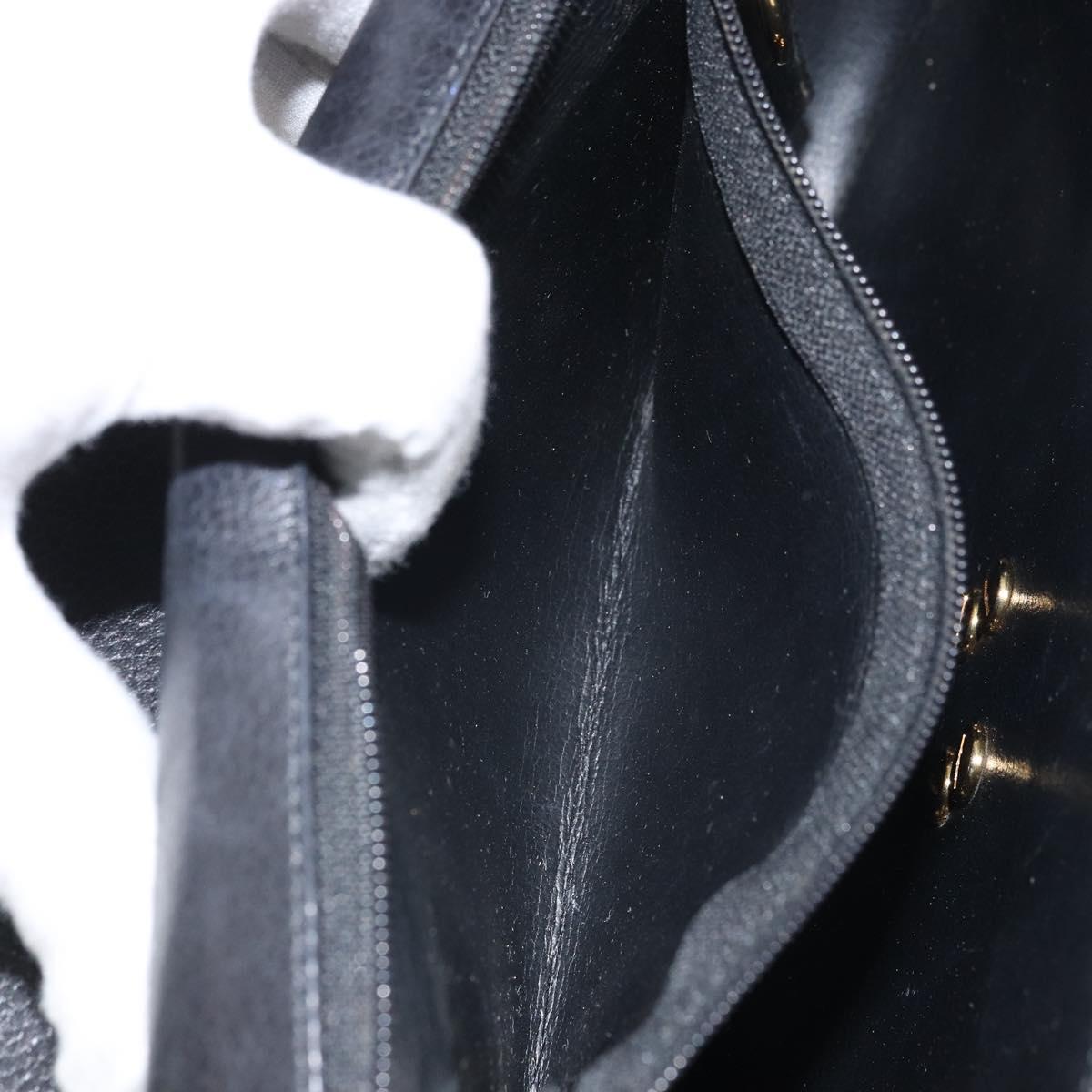 Christian Dior Shoulder Bag Leather Black Gold Auth SW1929