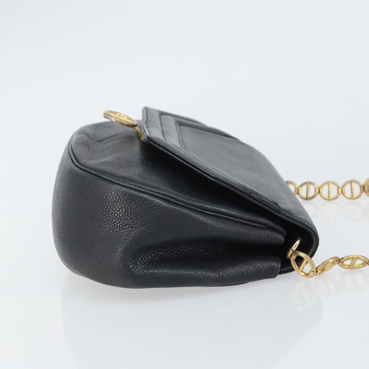Christian Dior Shoulder Bag Leather Black Gold Auth SW1929