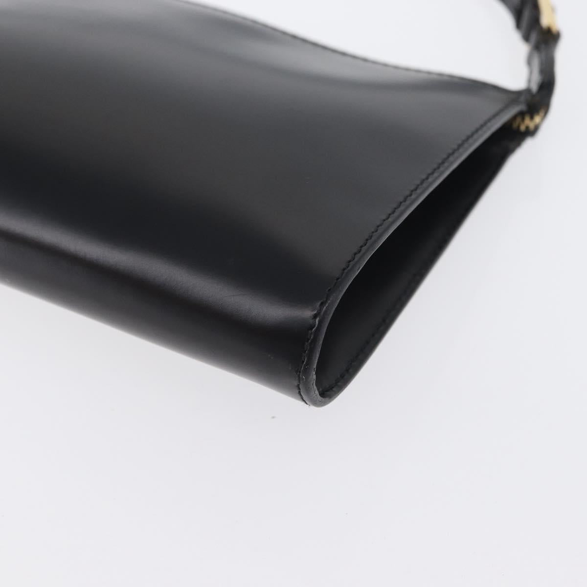 Salvatore Ferragamo Shoulder Bag Leather Black Gold Auth SW1930