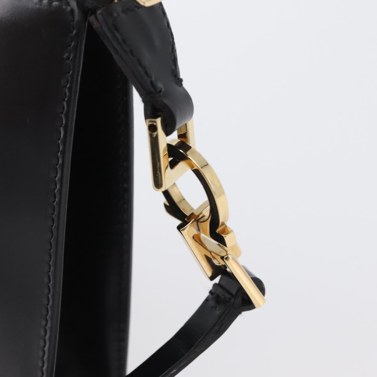 Salvatore Ferragamo Shoulder Bag Leather Black Gold Auth SW1930