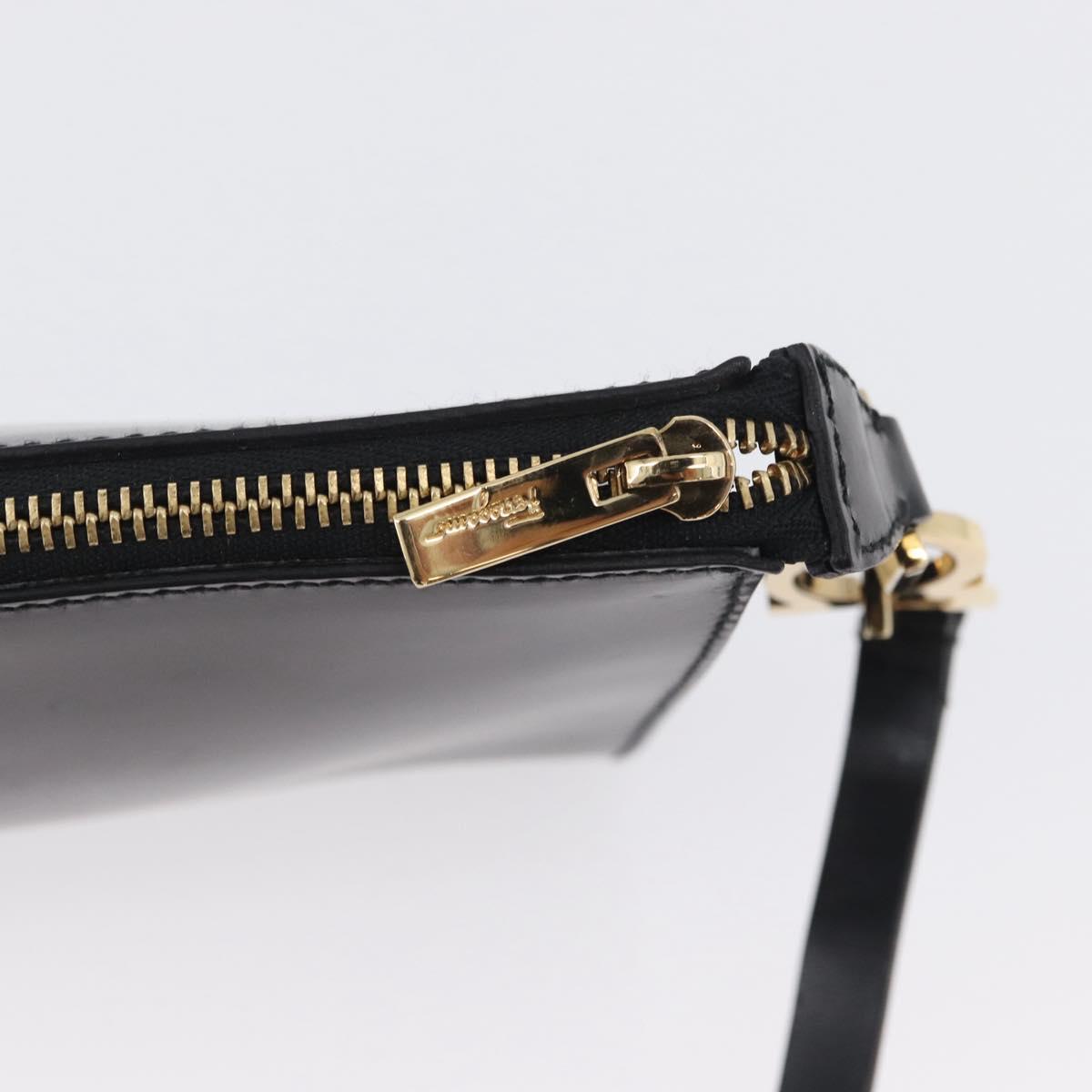 Salvatore Ferragamo Shoulder Bag Leather Black Gold Auth SW1930