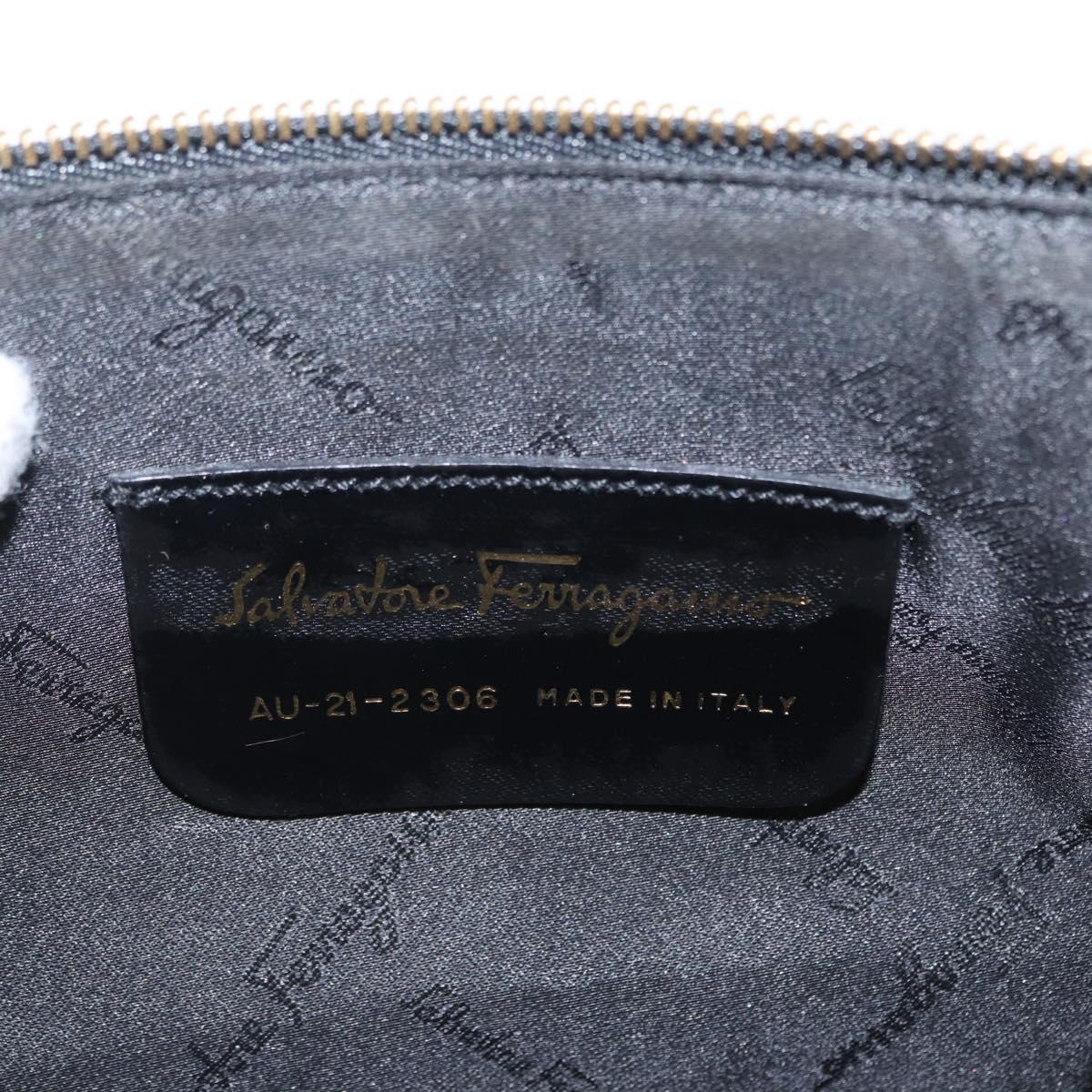 Salvatore Ferragamo Shoulder Bag Leather Black Gold Auth SW1930