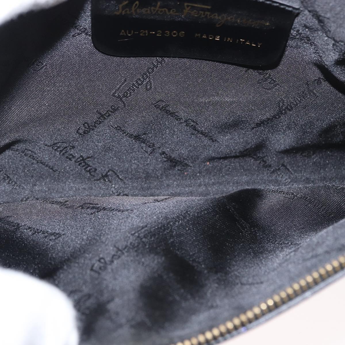 Salvatore Ferragamo Shoulder Bag Leather Black Gold Auth SW1930