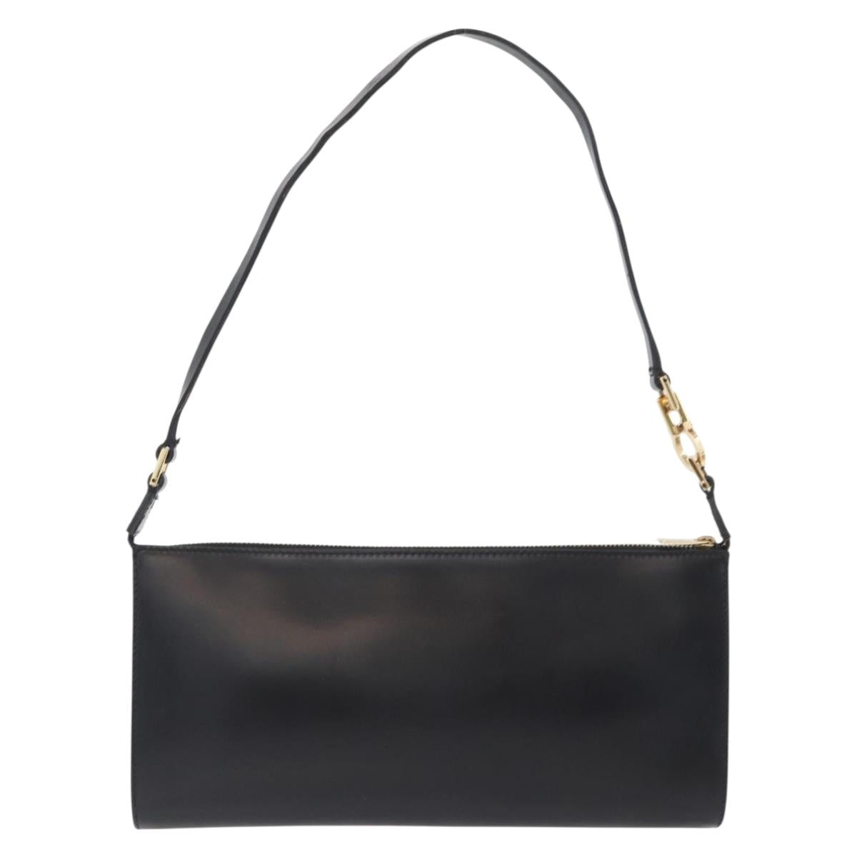 Salvatore Ferragamo Shoulder Bag Leather Black Gold Auth SW1930