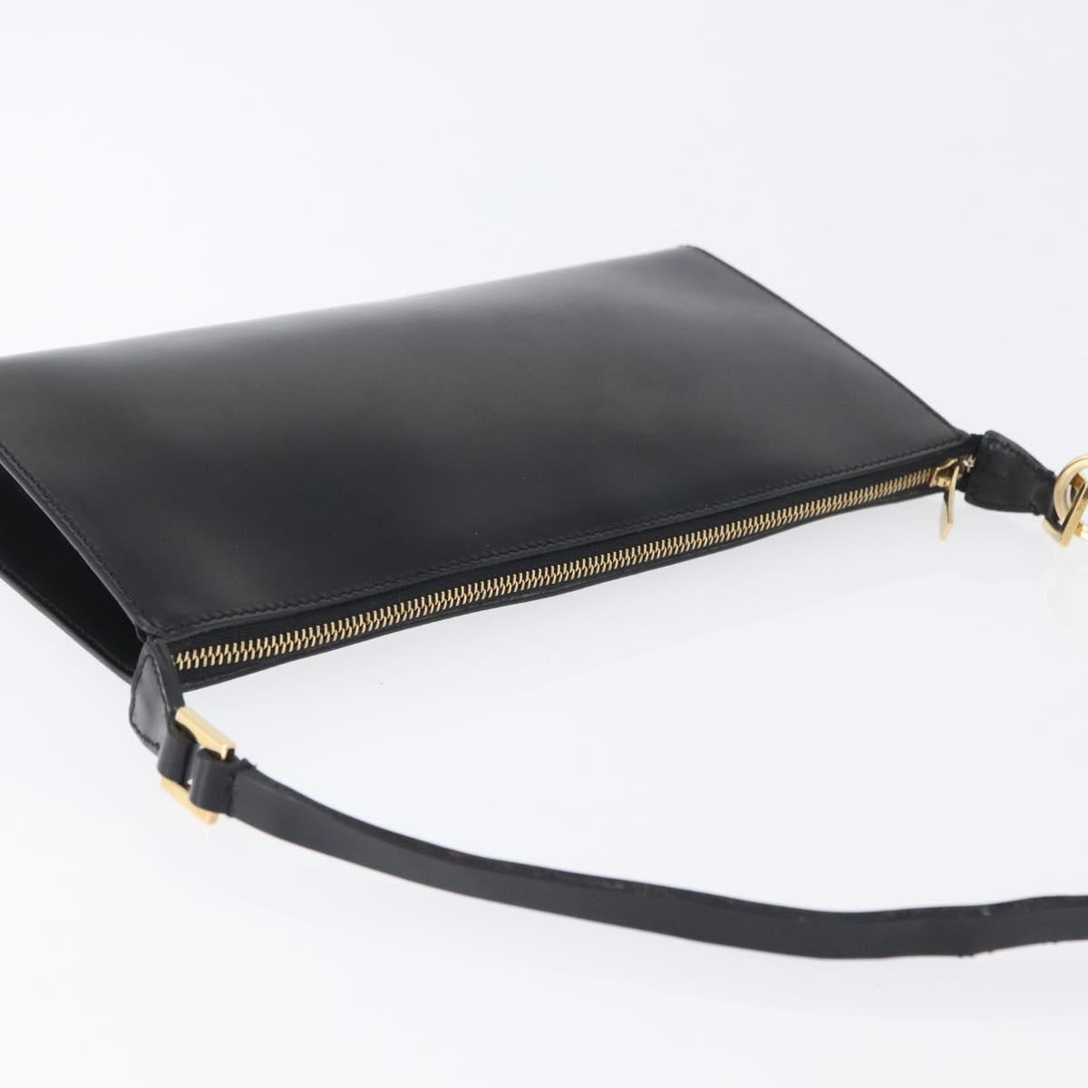 Salvatore Ferragamo Shoulder Bag Leather Black Gold Auth SW1930