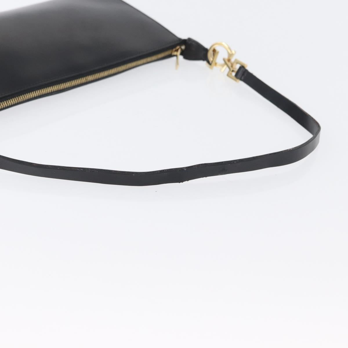 Salvatore Ferragamo Shoulder Bag Leather Black Gold Auth SW1930