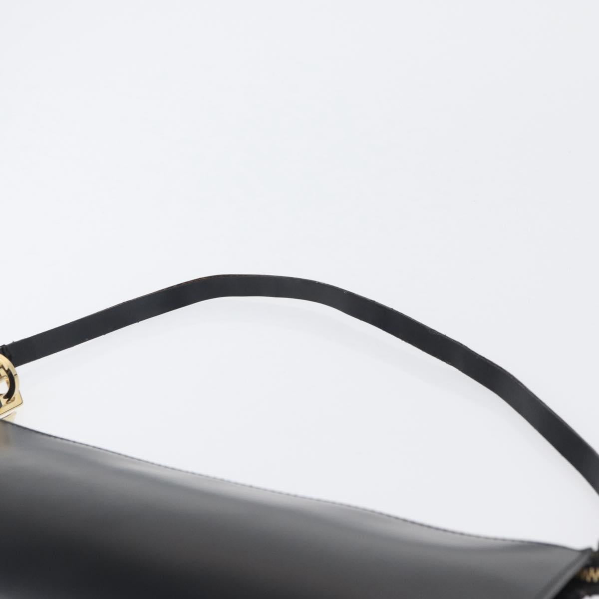 Salvatore Ferragamo Shoulder Bag Leather Black Gold Auth SW1930