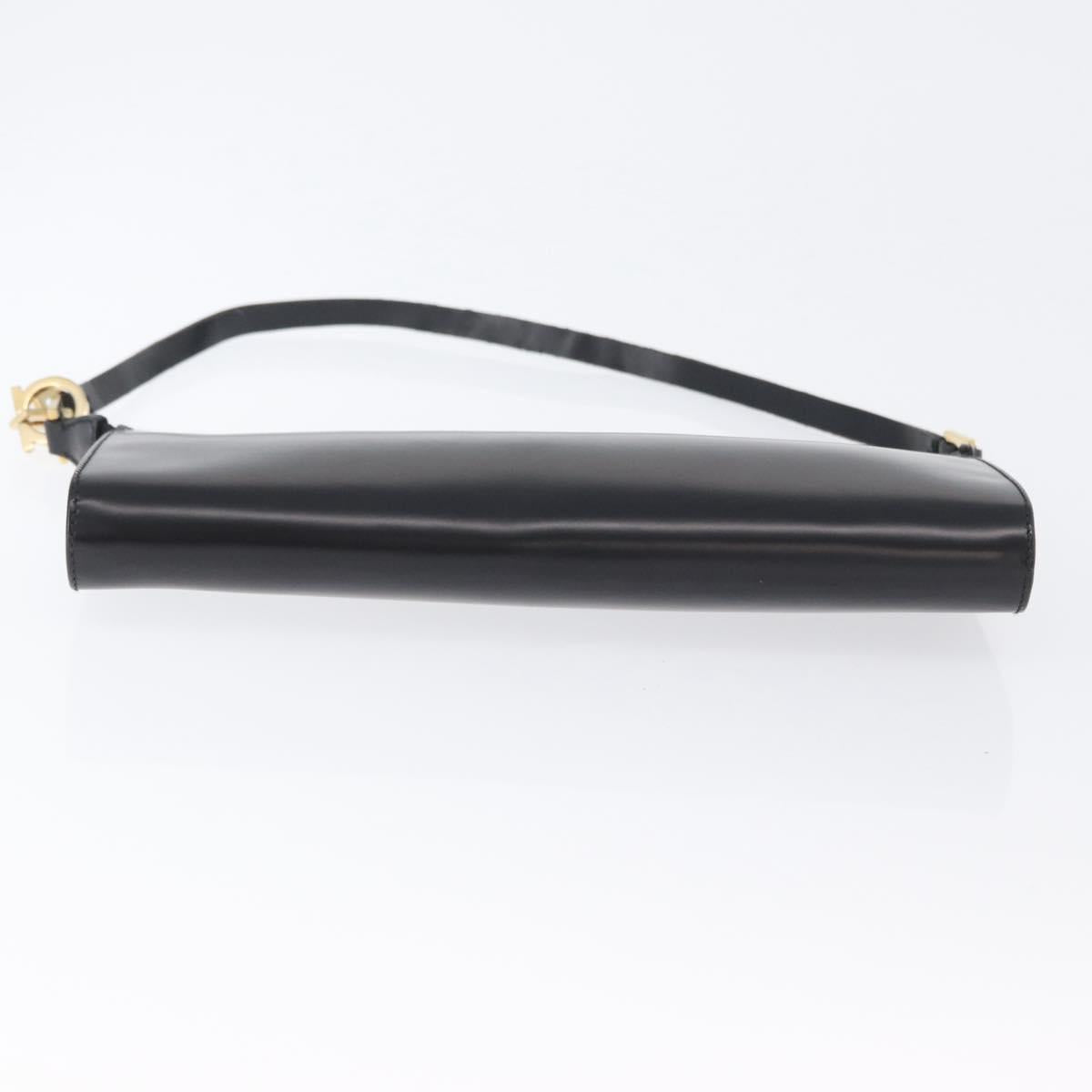 Salvatore Ferragamo Shoulder Bag Leather Black Gold Auth SW1930
