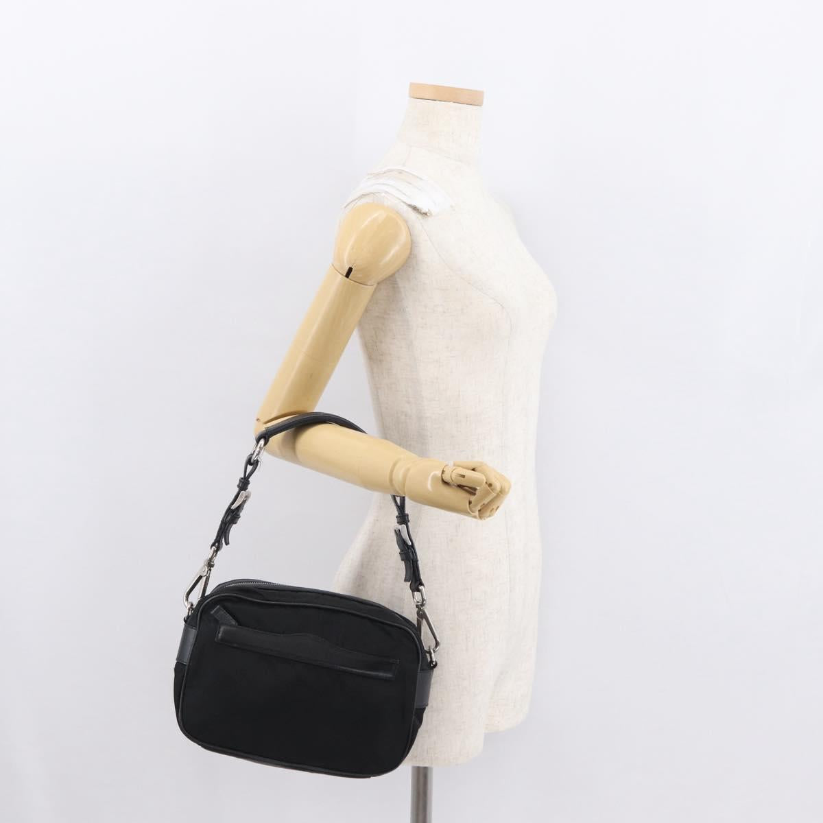 PRADA Shoulder Bag Nylon Black Silver Auth SW1931