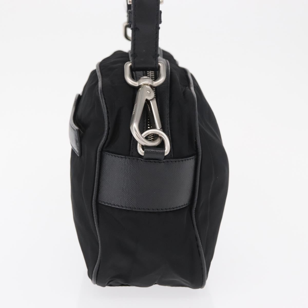 PRADA Shoulder Bag Nylon Black Silver Auth SW1931