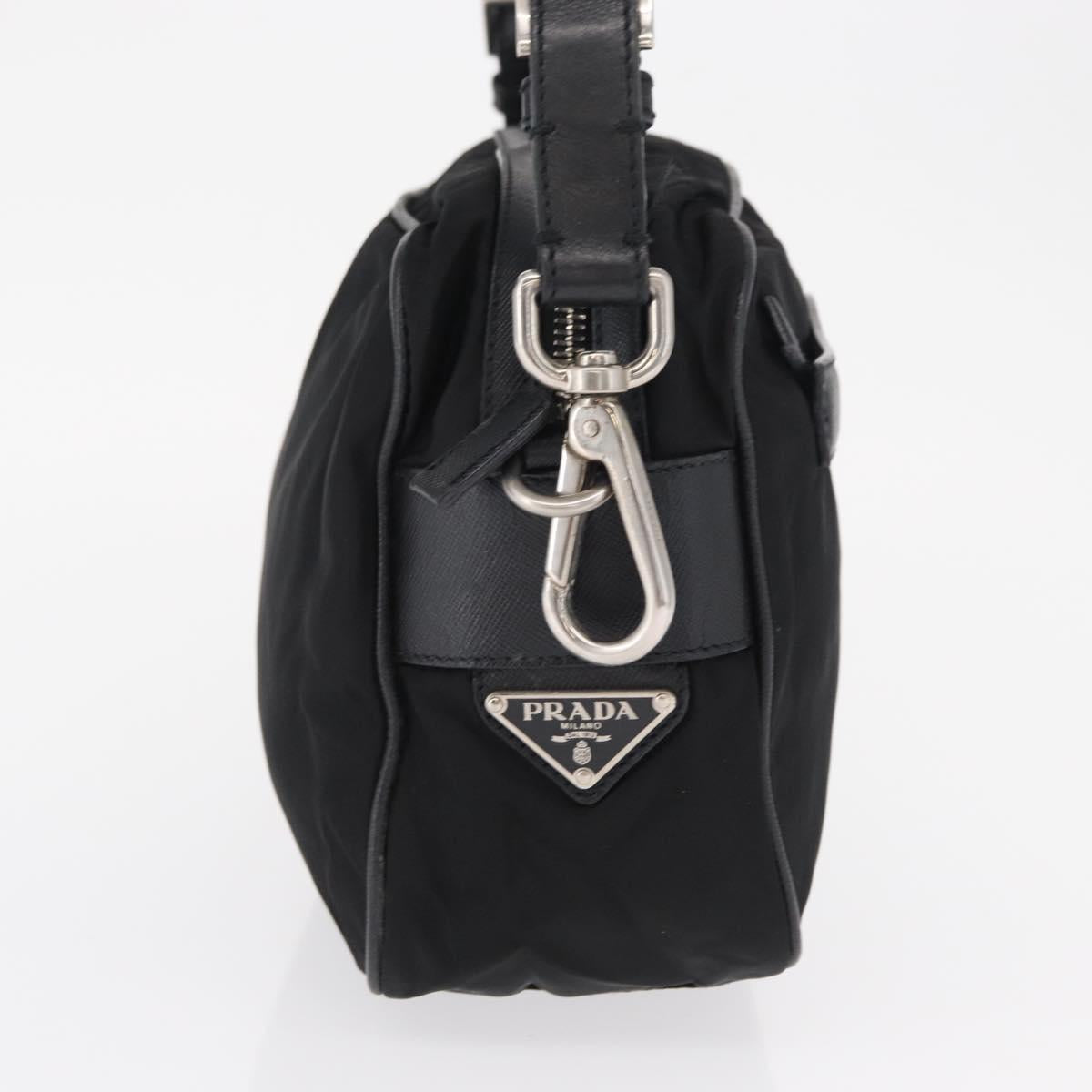 PRADA Shoulder Bag Nylon Black Silver Auth SW1931