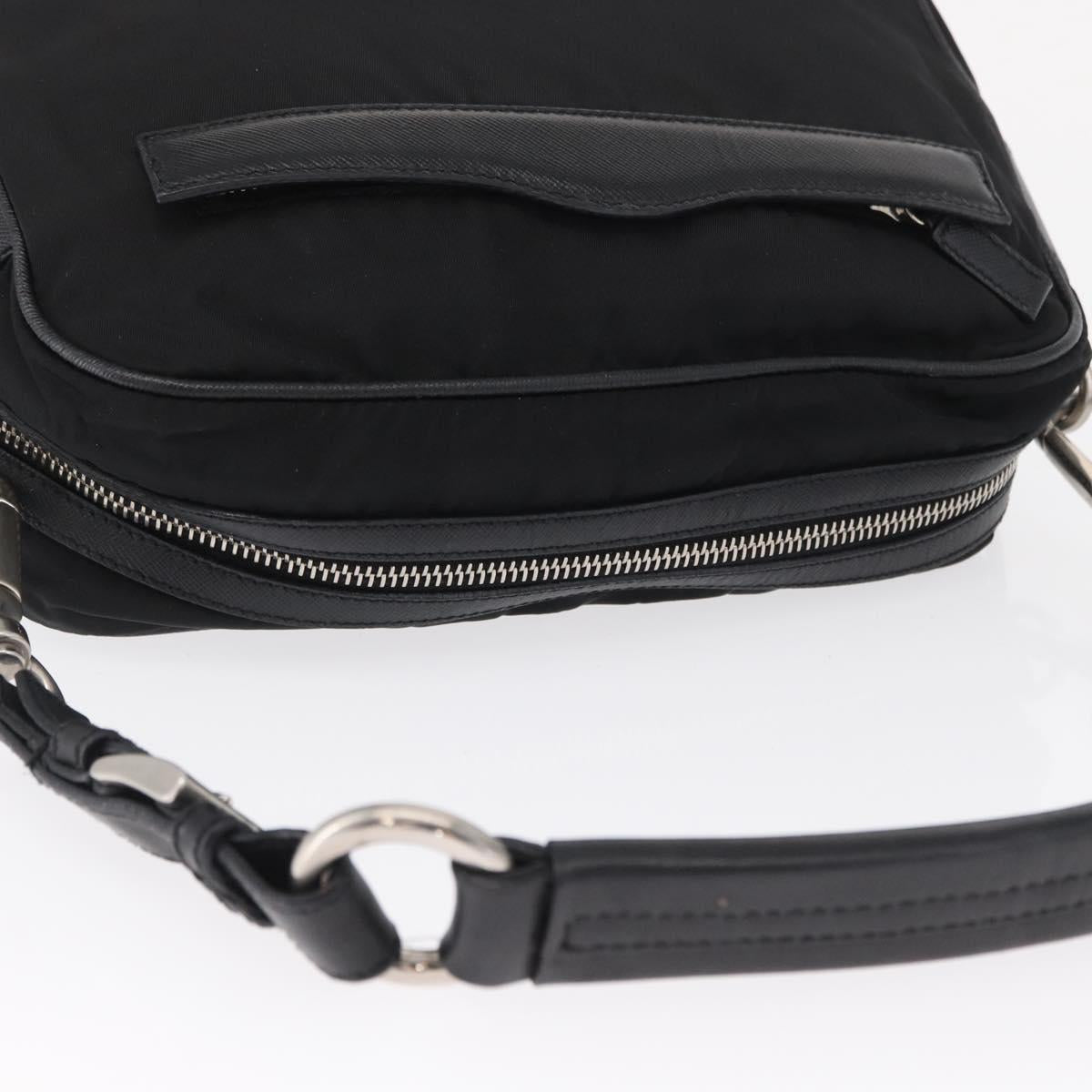 PRADA Shoulder Bag Nylon Black Silver Auth SW1931