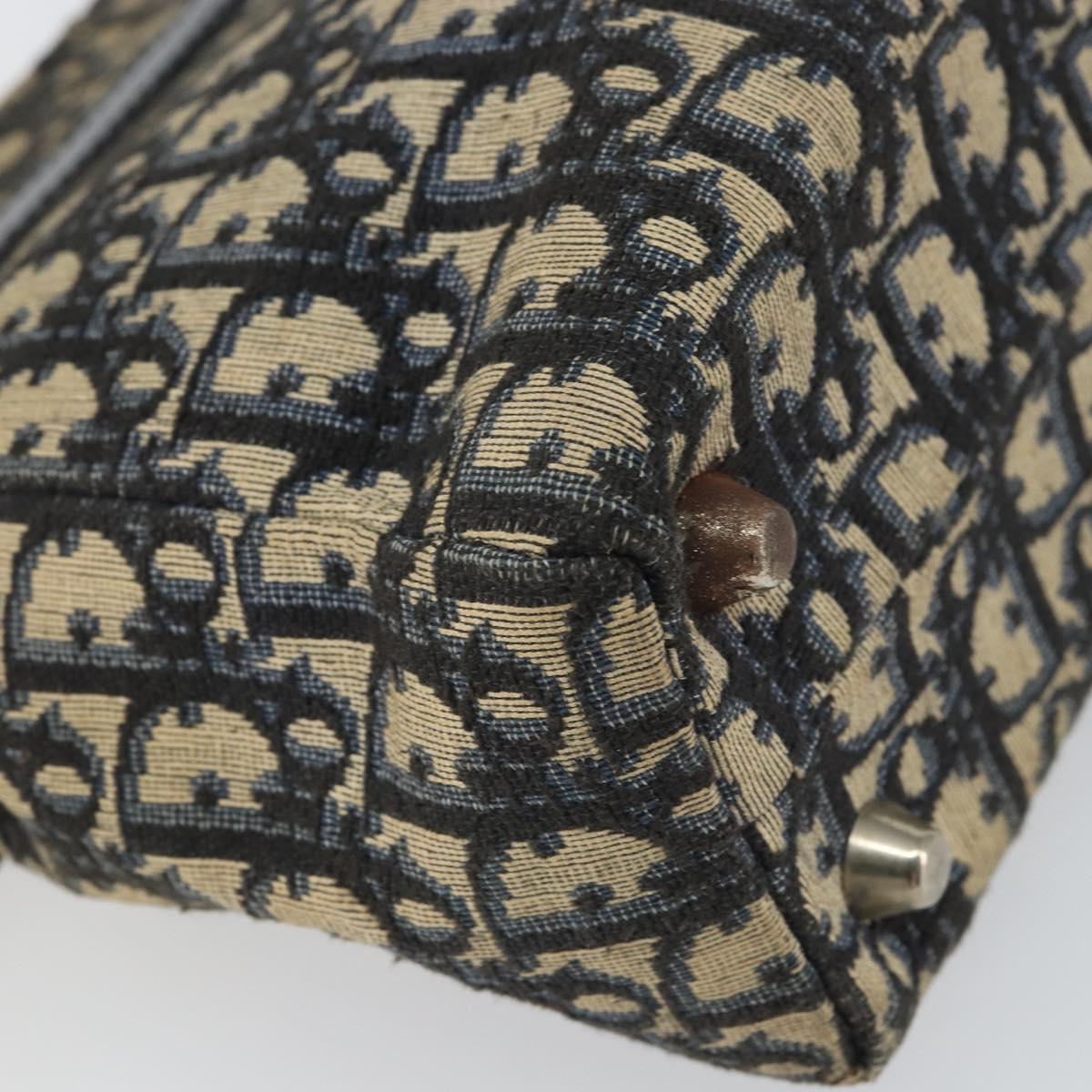 Christian Dior Trotter Canvas Clutch Bag Navy Silver Auth SW1934