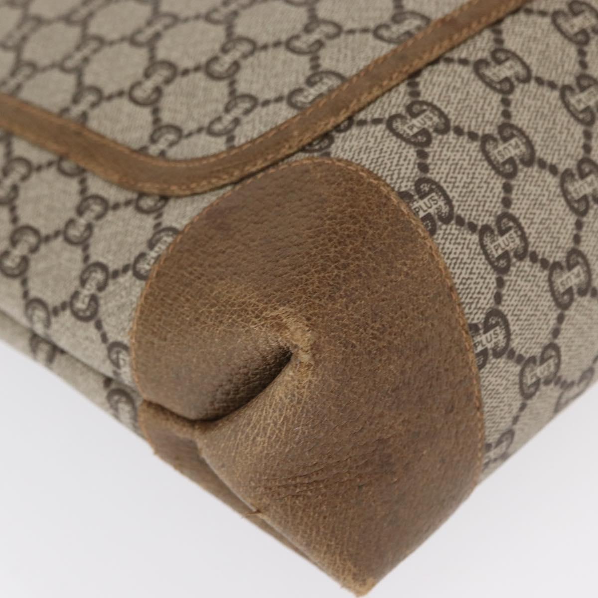 GUCCI GG Plus Supreme Web Sherry Line Tote Bag PVC Beige Gold Auth SW1936