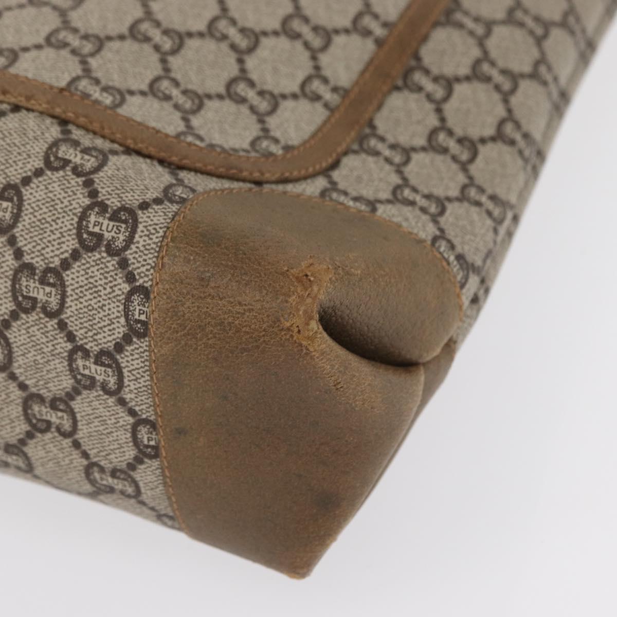 GUCCI GG Plus Supreme Web Sherry Line Tote Bag PVC Beige Gold Auth SW1936