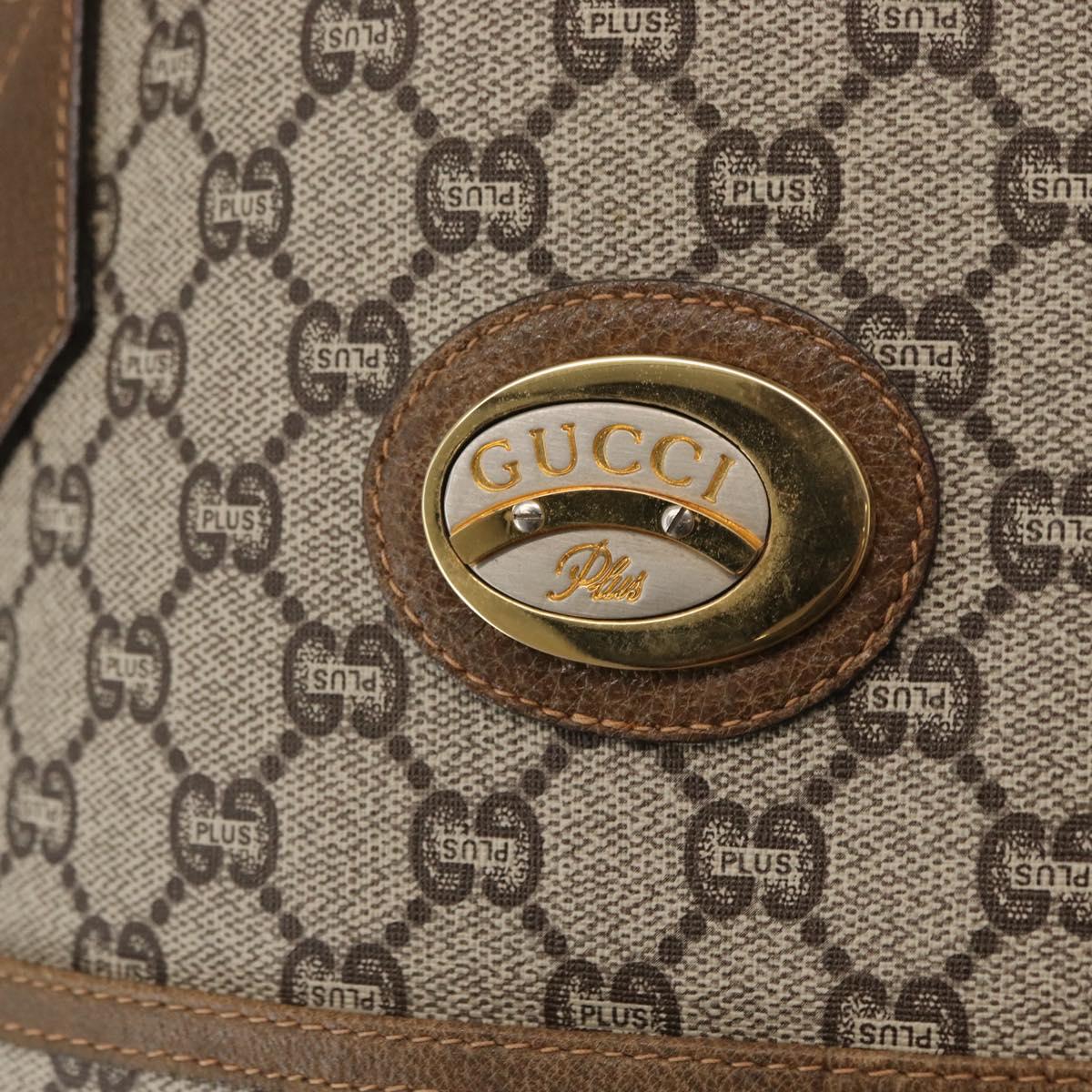GUCCI GG Plus Supreme Web Sherry Line Tote Bag PVC Beige Gold Auth SW1936