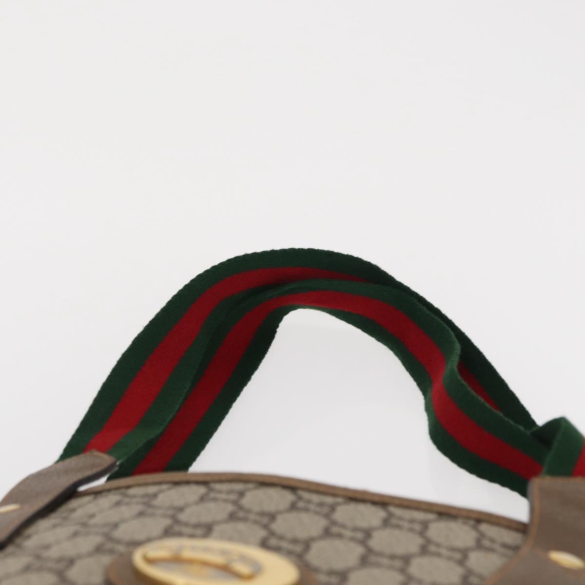 GUCCI GG Plus Supreme Web Sherry Line Tote Bag PVC Beige Gold Auth SW1936