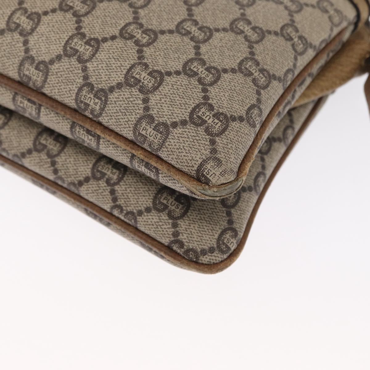 GUCCI GG Plus Supreme Shoulder Bag PVC Beige Gold Auth SW1938