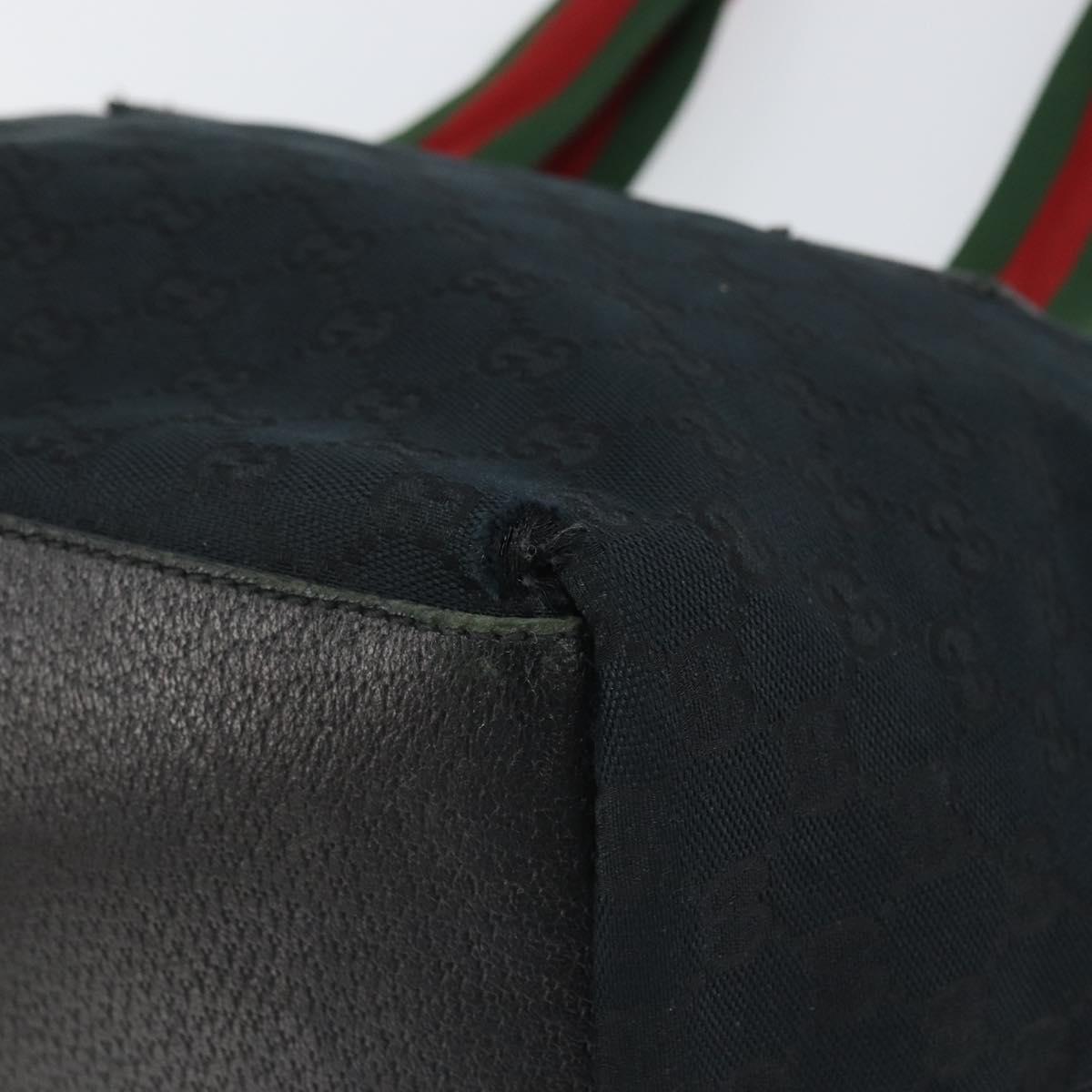 GUCCI GG Canvas Web Sherry Line Tote Bag Black Red 131230 Auth SW1940