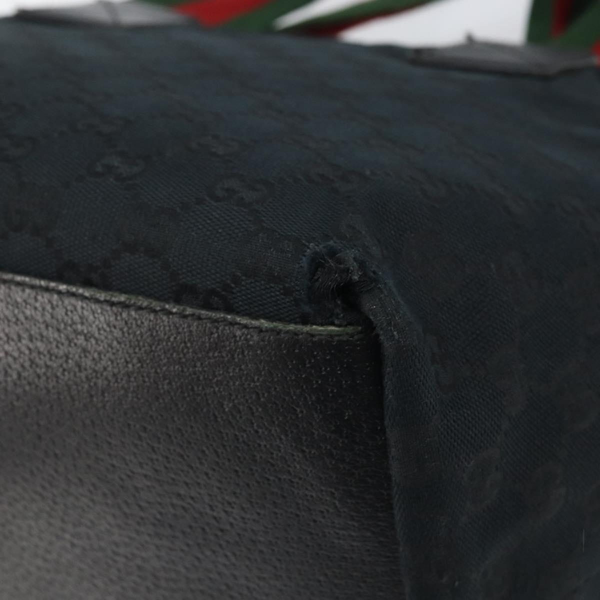 GUCCI GG Canvas Web Sherry Line Tote Bag Black Red 131230 Auth SW1940