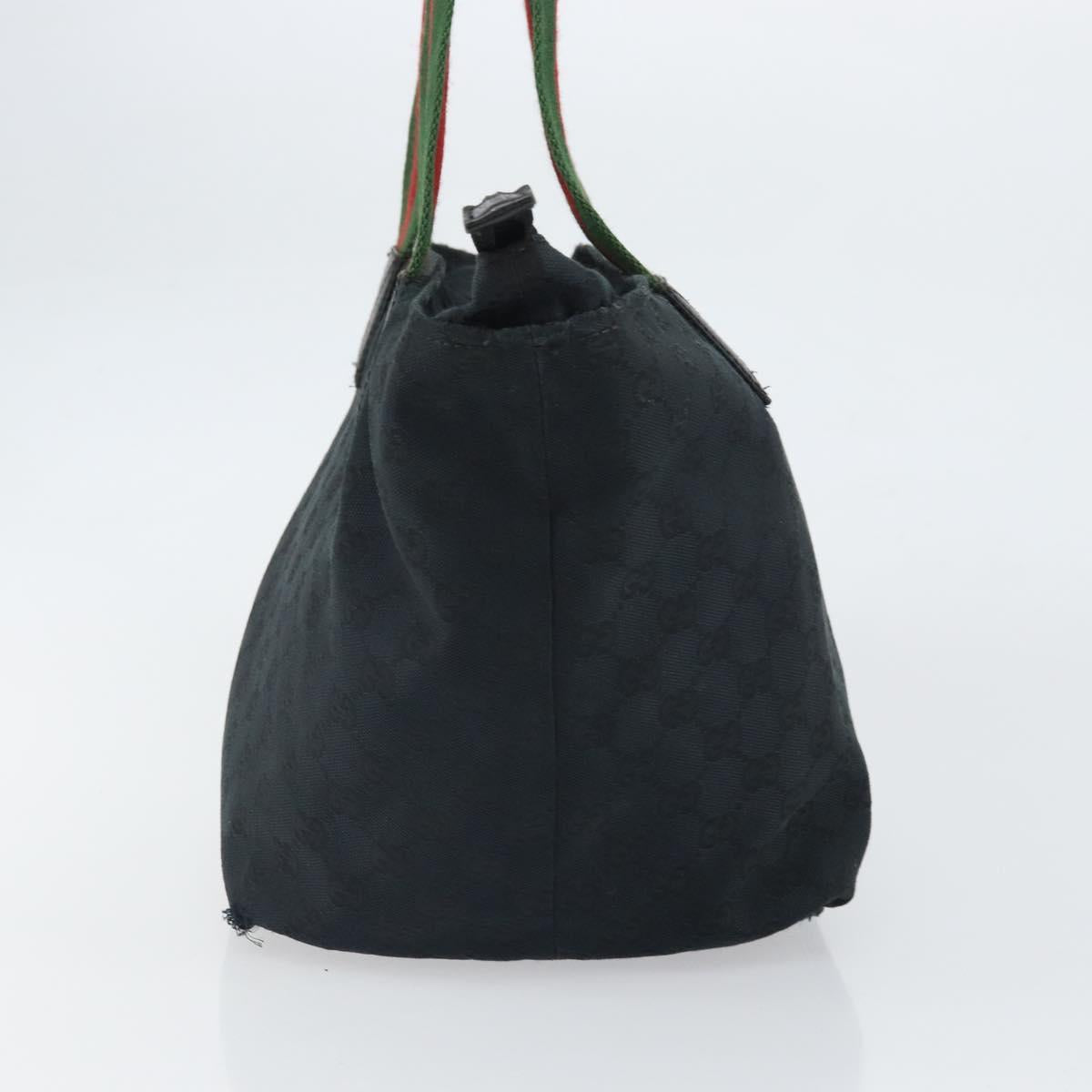 GUCCI GG Canvas Web Sherry Line Tote Bag Black Red 131230 Auth SW1940