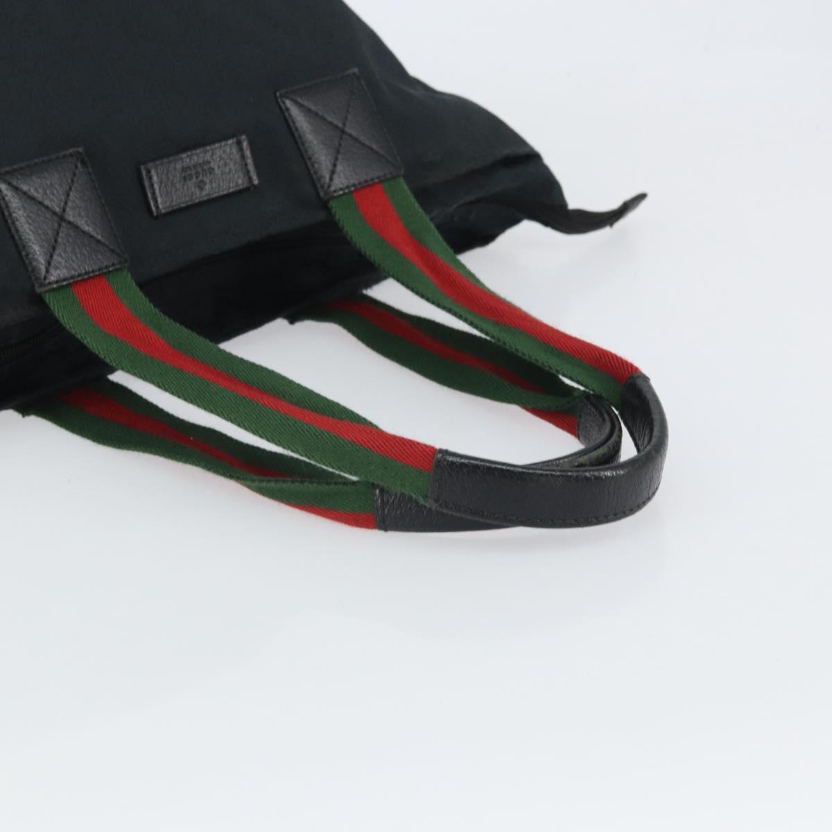 GUCCI GG Canvas Web Sherry Line Tote Bag Black Red 131230 Auth SW1940