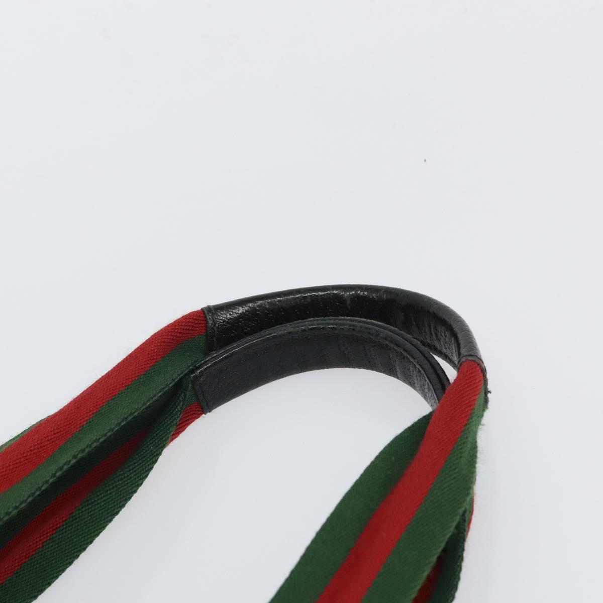 GUCCI GG Canvas Web Sherry Line Tote Bag Black Red 131230 Auth SW1940