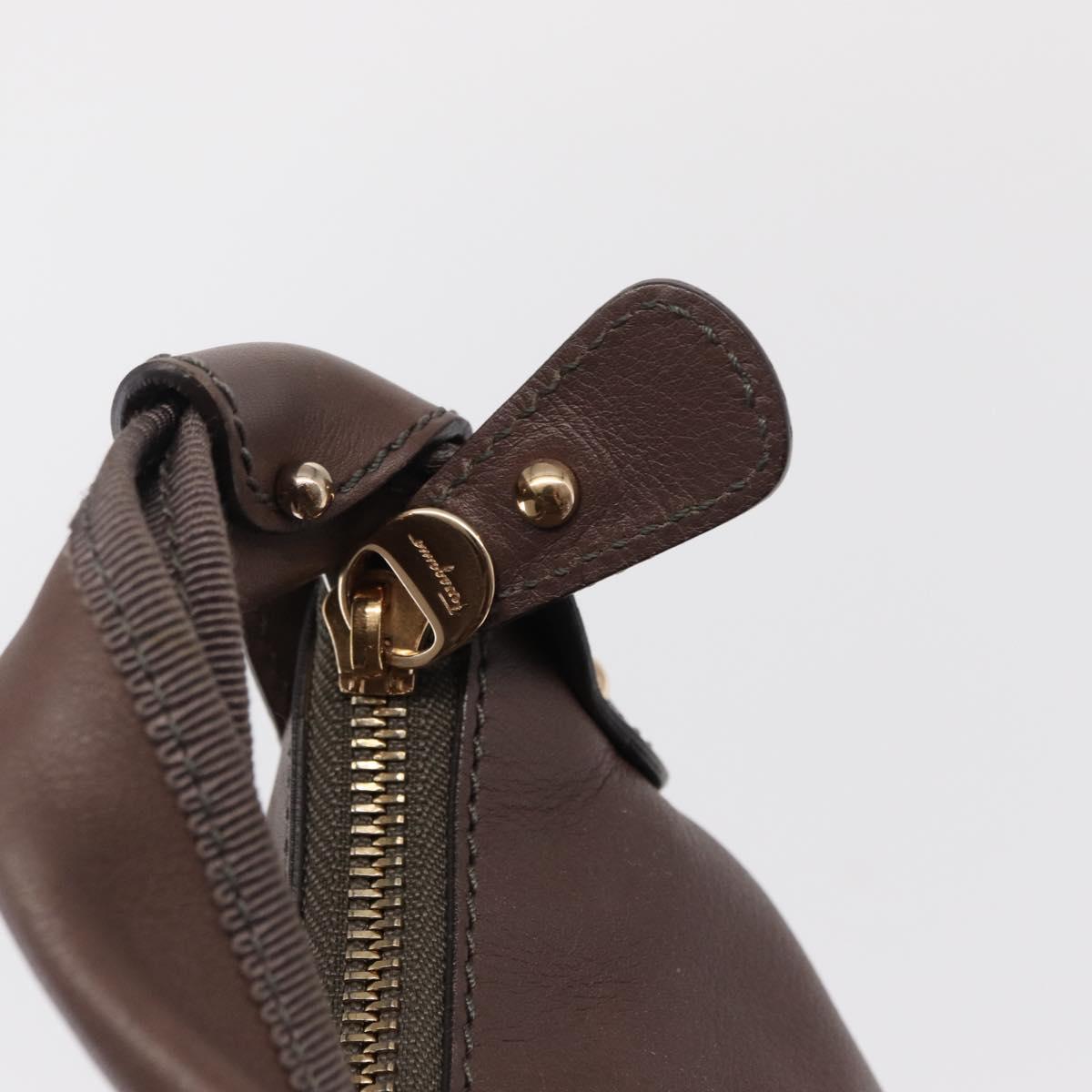 Salvatore Ferragamo Shoulder Bag Leather Brown Gold Auth SW1941