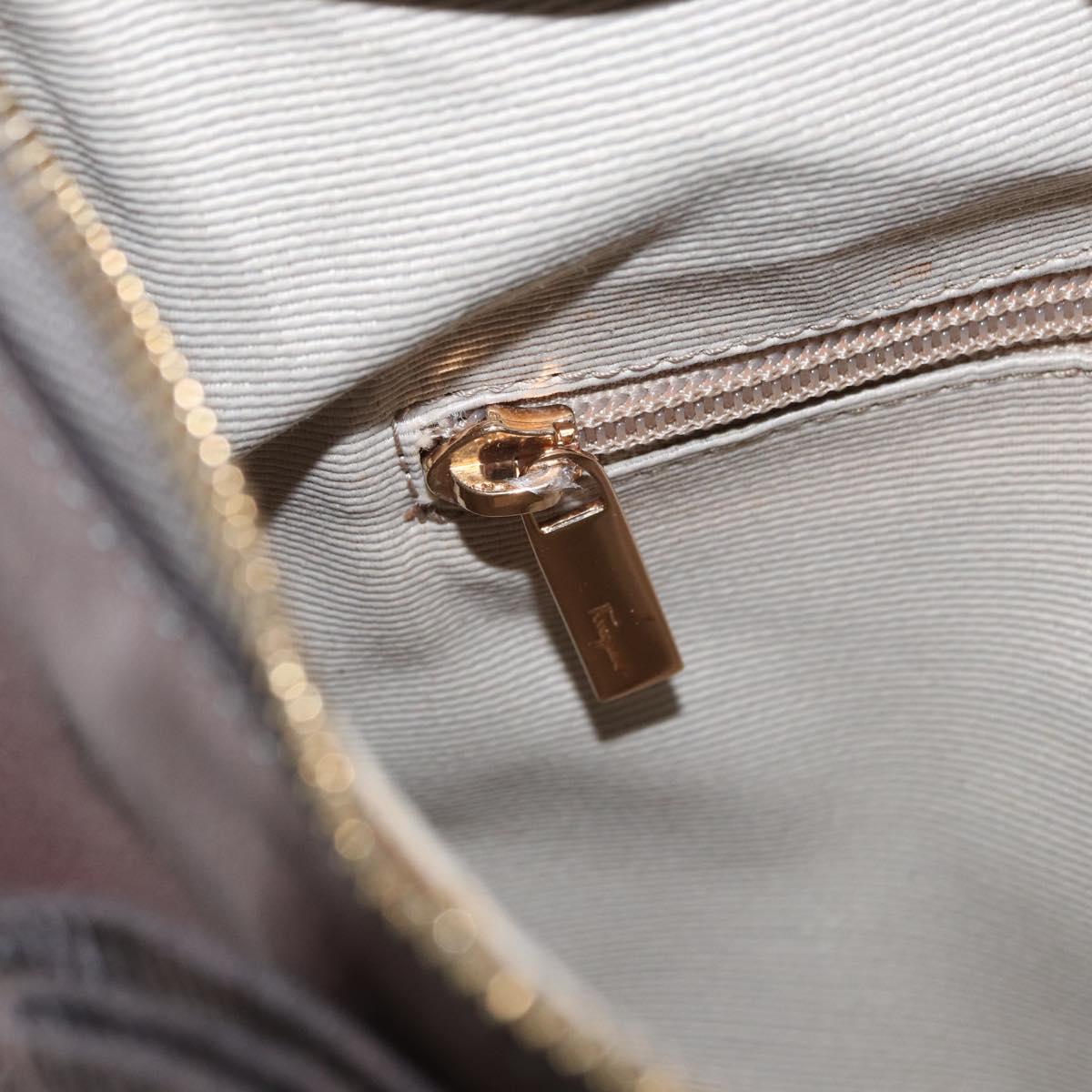 Salvatore Ferragamo Shoulder Bag Leather Brown Gold Auth SW1941