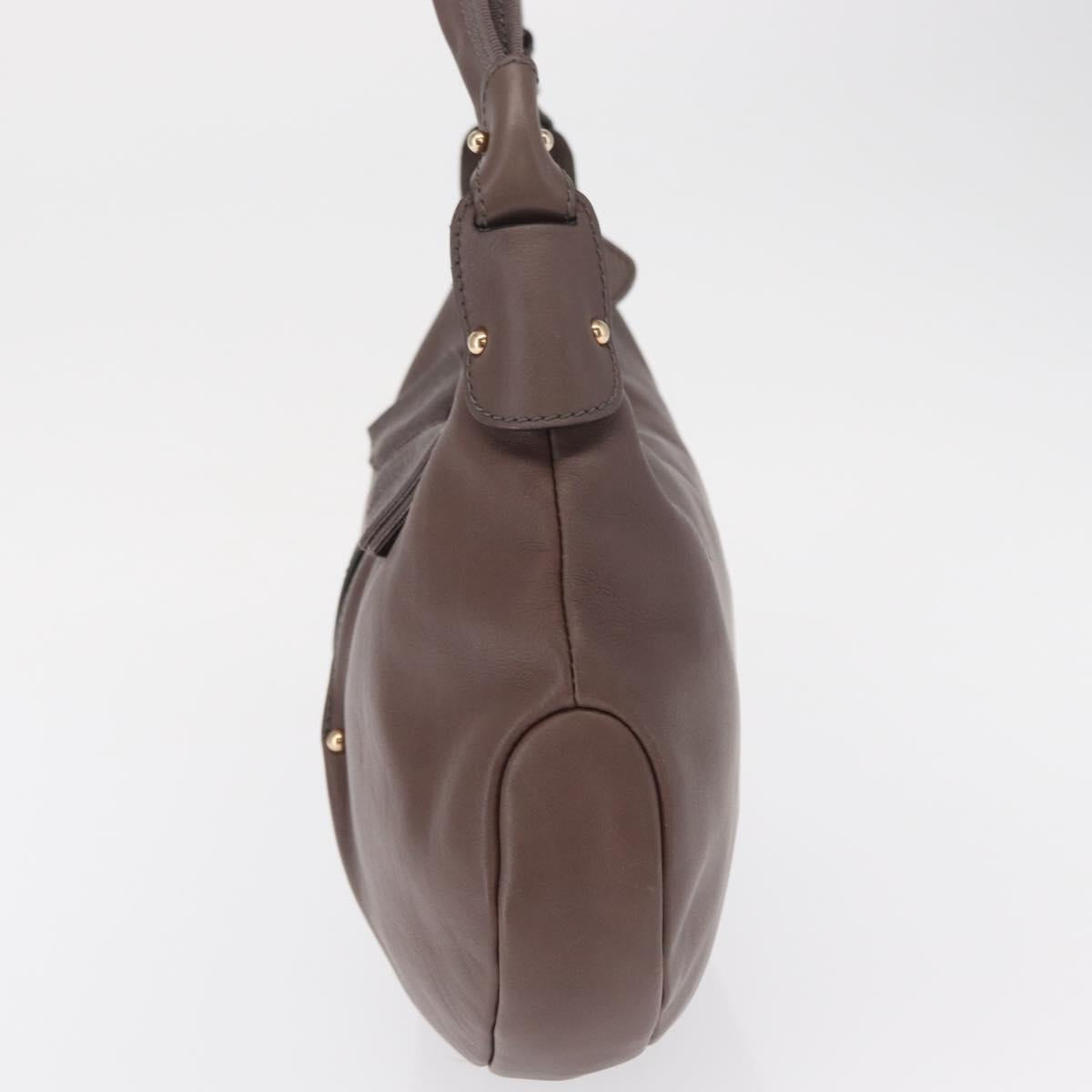 Salvatore Ferragamo Shoulder Bag Leather Brown Gold Auth SW1941