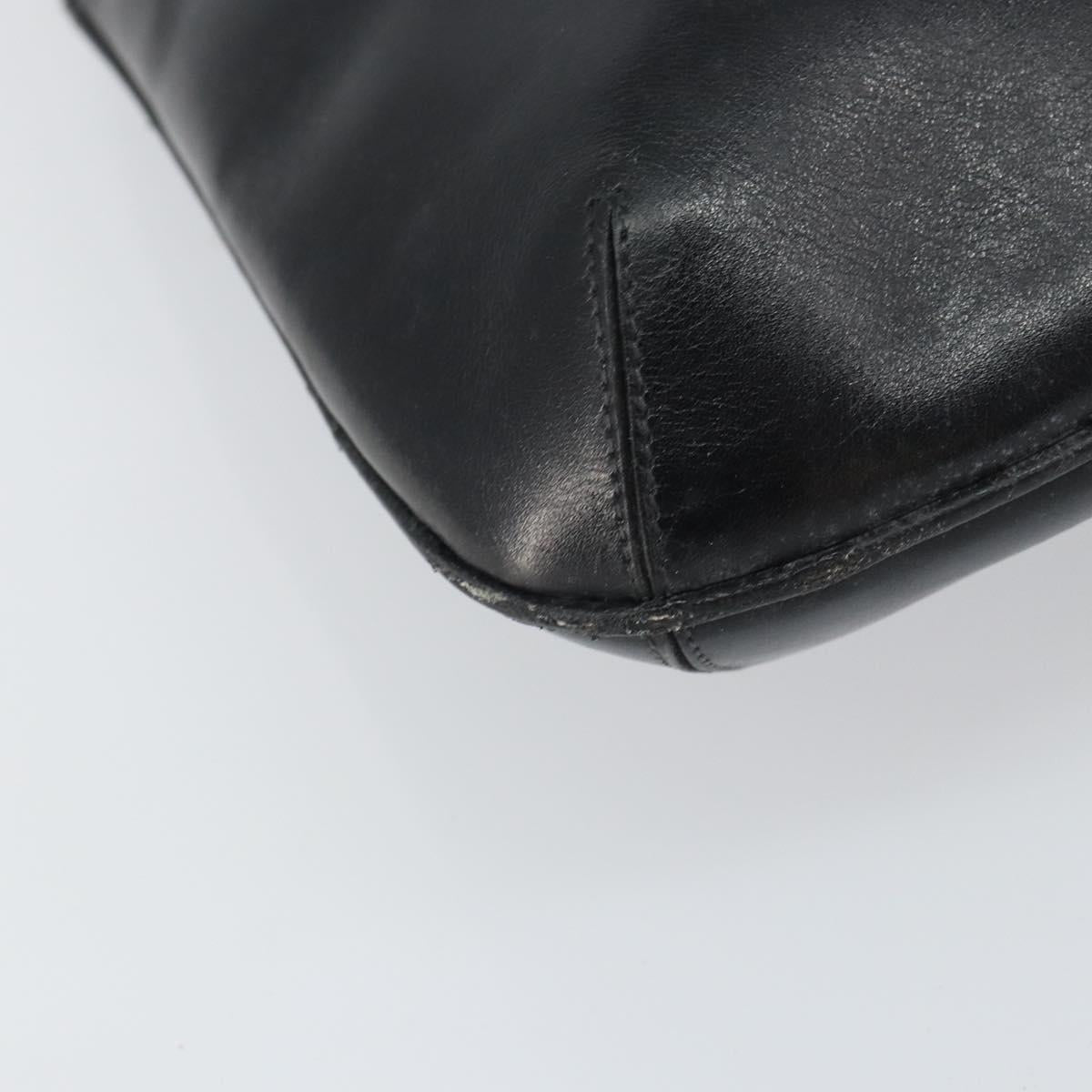 CELINE Shoulder Bag Leather Black Gold Auth SW1942