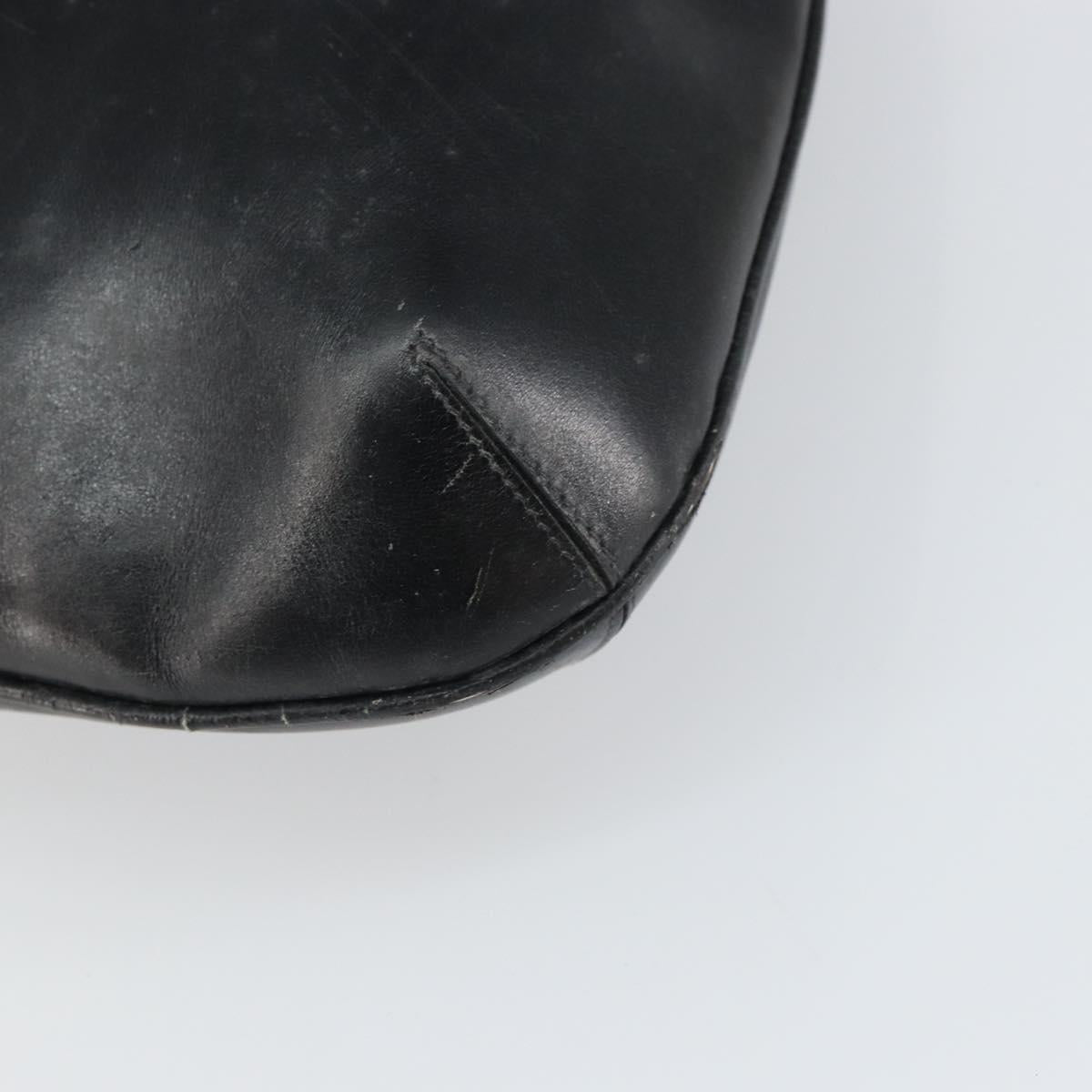 CELINE Shoulder Bag Leather Black Gold Auth SW1942