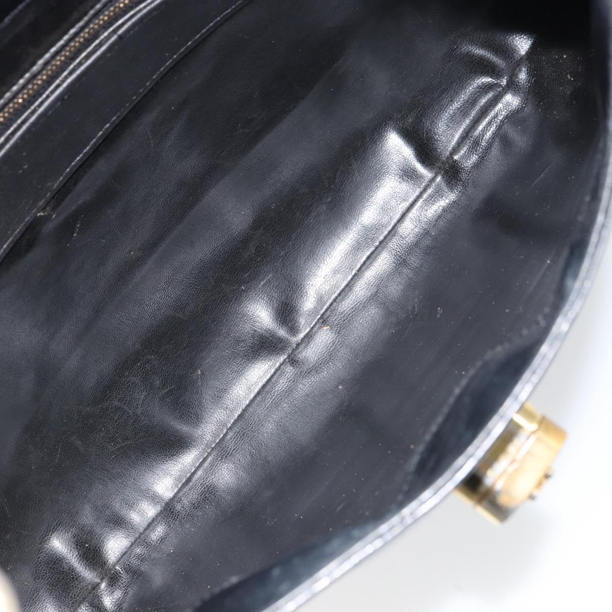 CELINE Shoulder Bag Leather Black Gold Auth SW1942